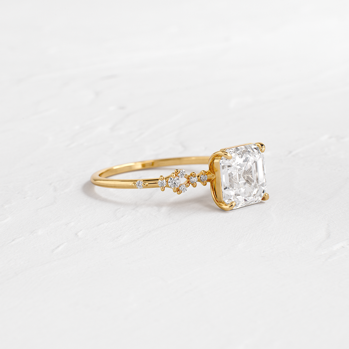 Cluster Style-Asscher Lab Grown Diamond Engagement Ring - Front view