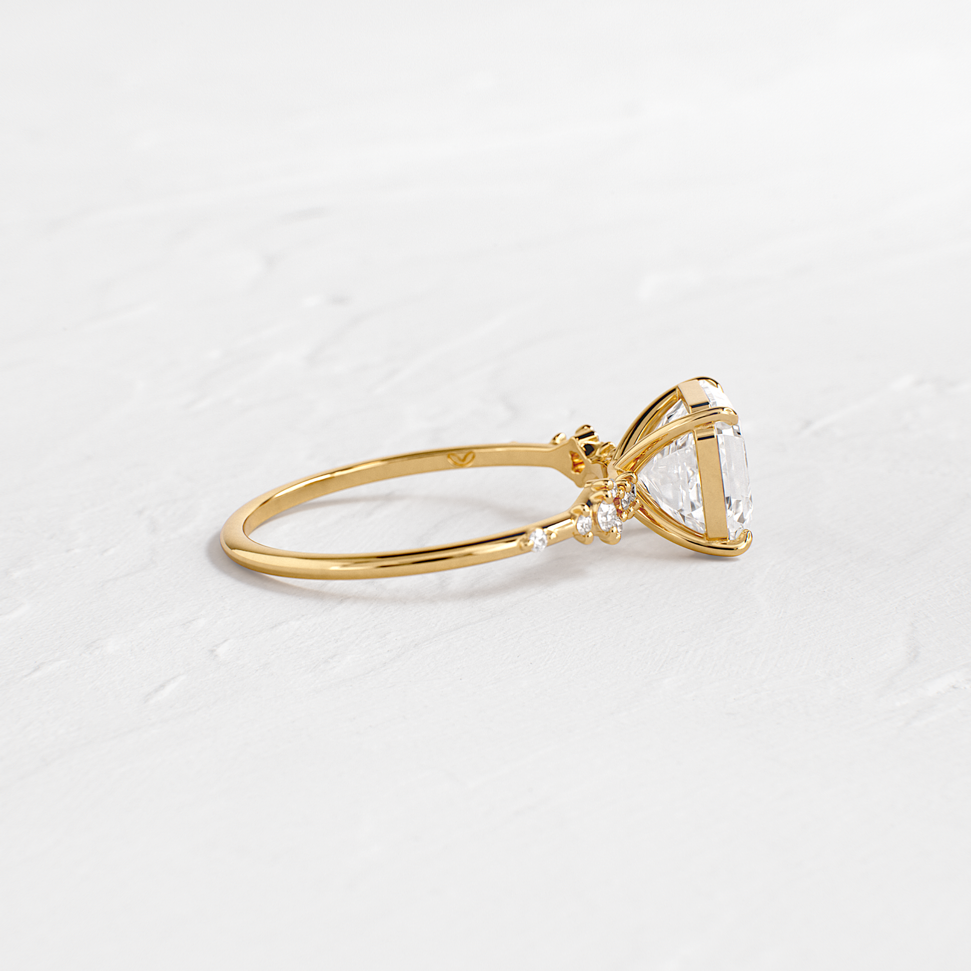 Cluster Style-Asscher Lab Grown Diamond Engagement Ring - Side view