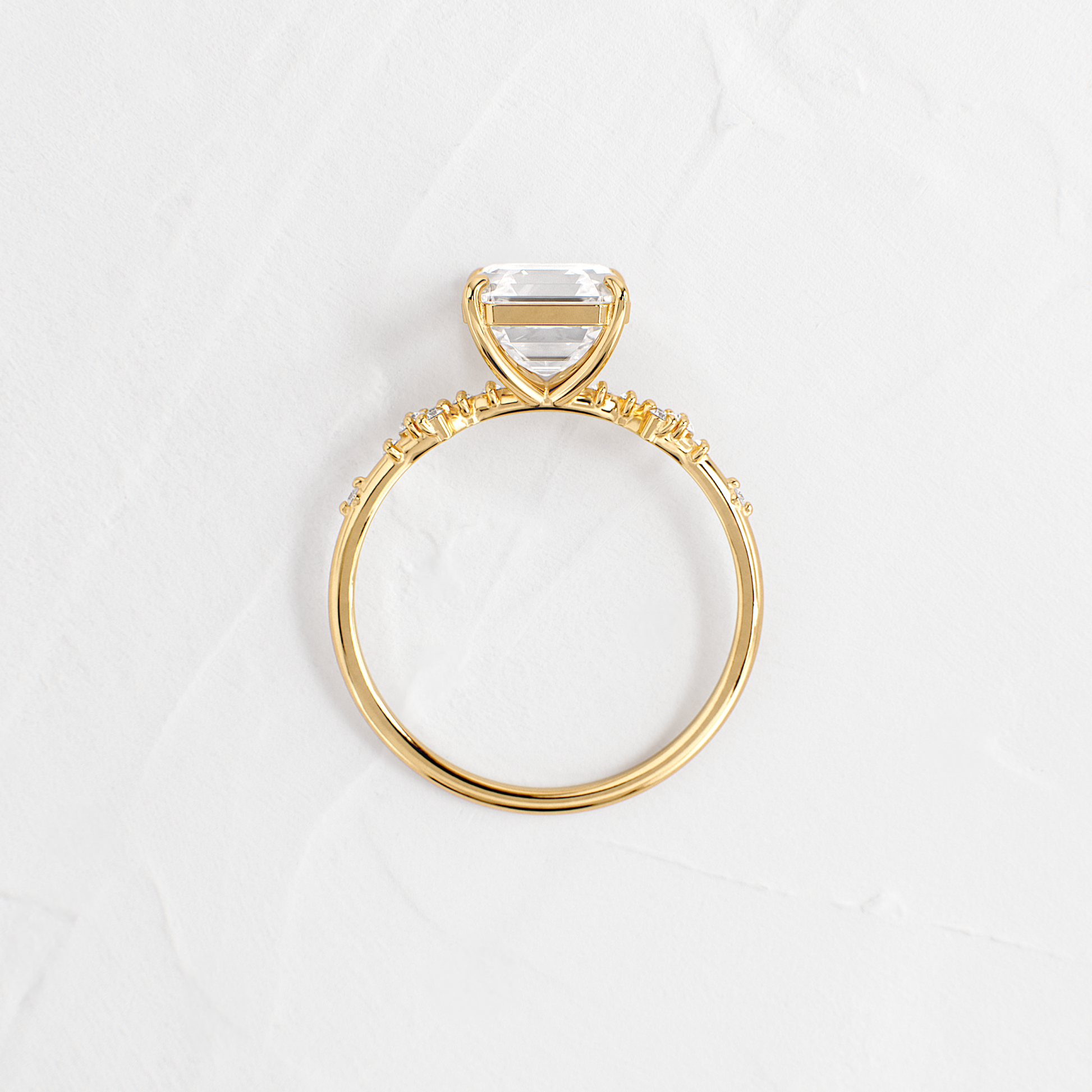 Cluster Style-Asscher Lab Grown Diamond Engagement Ring - Back view