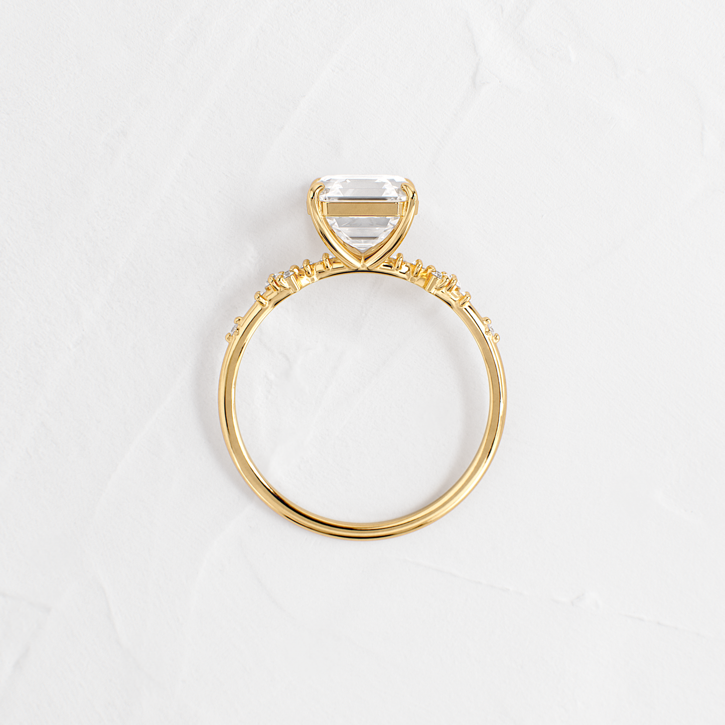 Cluster Style-Asscher Lab Grown Diamond Engagement Ring - Back view