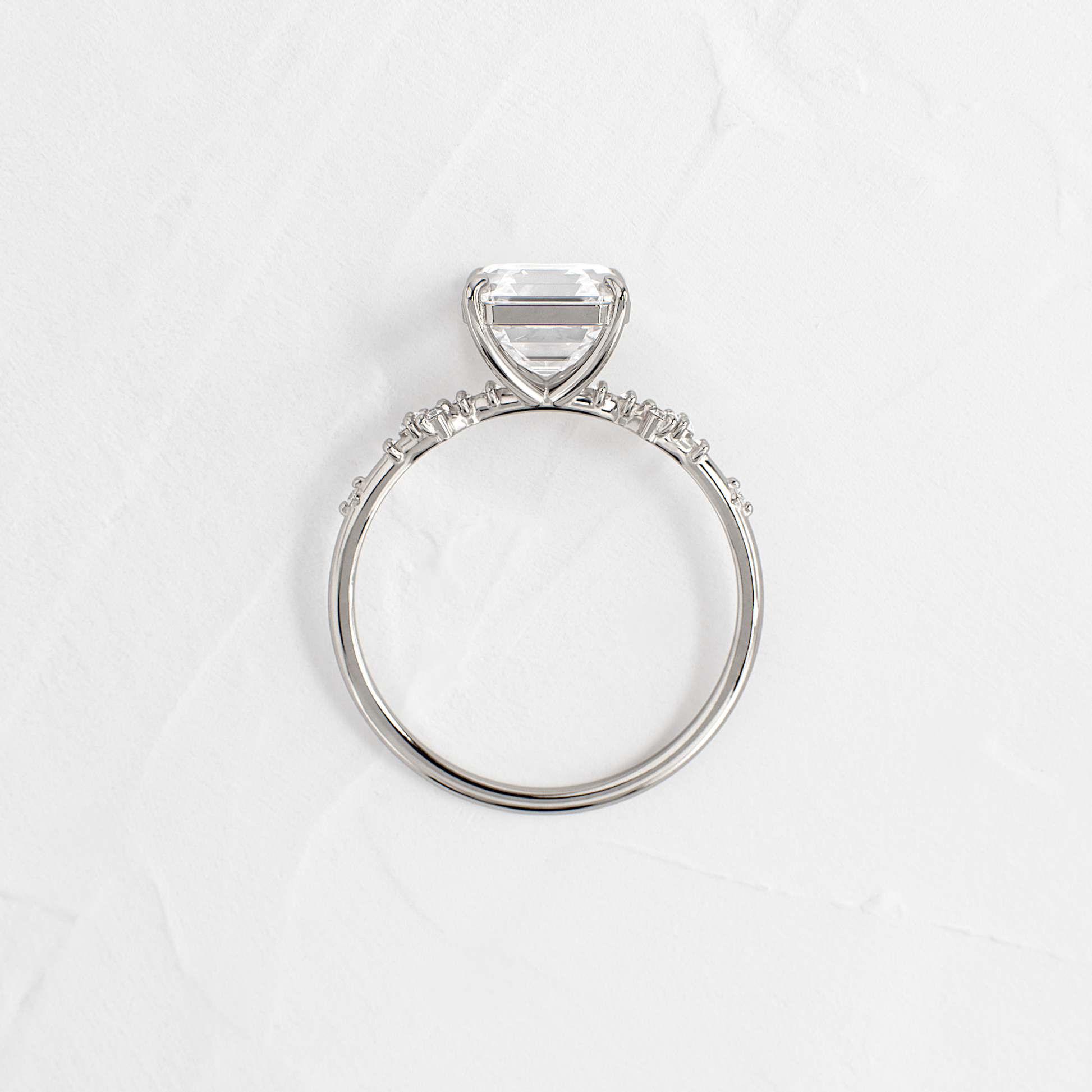 Cluster Style-Asscher Lab Grown Diamond Engagement Ring - Front view
