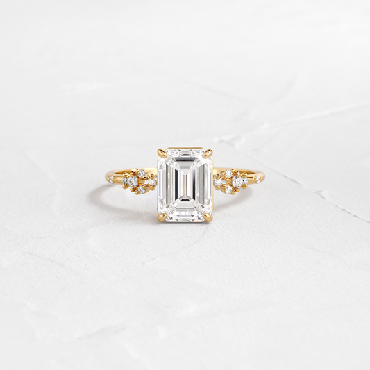 Cluster Style-Emerald Lab Grown Diamond Engagement Ring - Front view