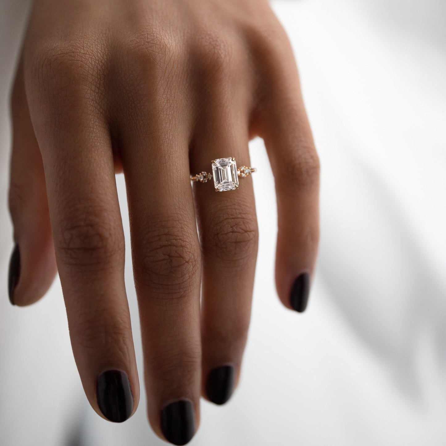 Cluster Style-Emerald Lab Grown Diamond Engagement Ring - Lifestyle