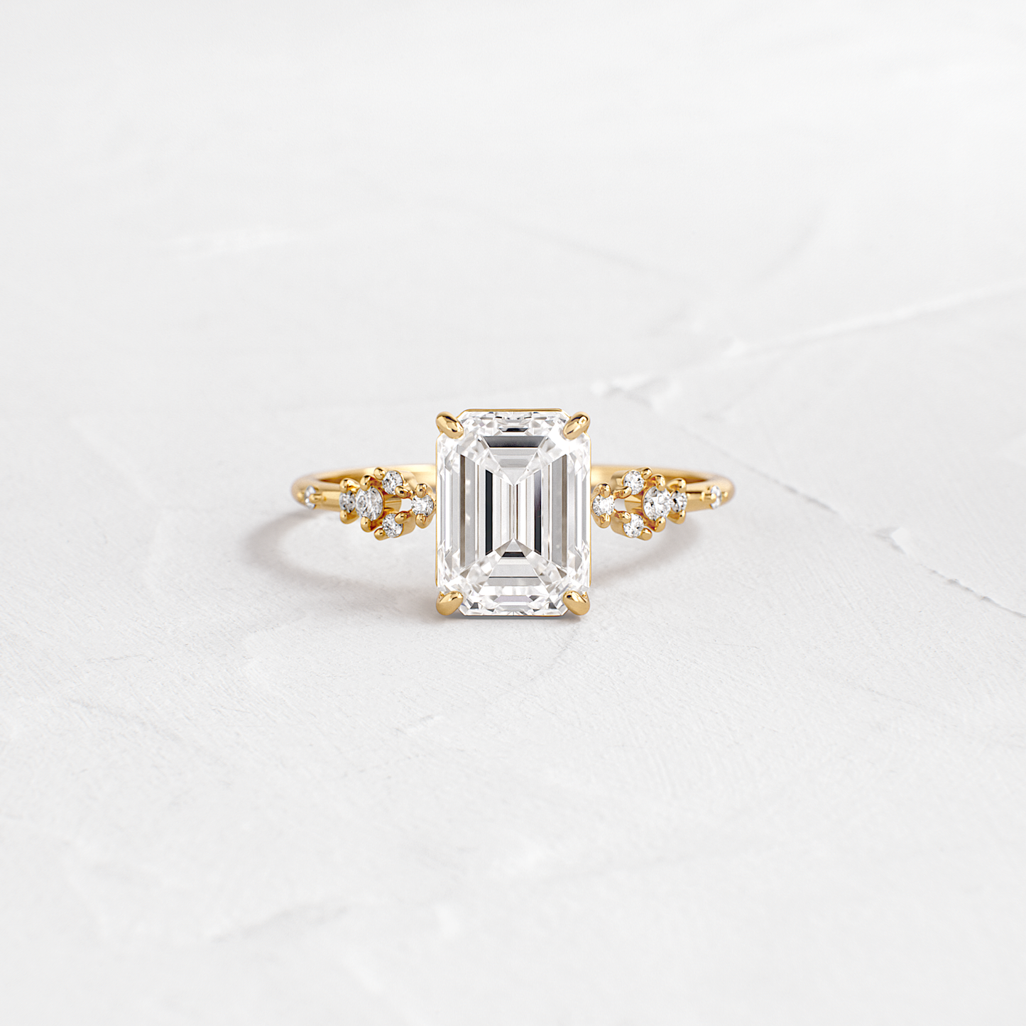 Cluster Style-Emerald Lab Grown Diamond Engagement Ring - Front view