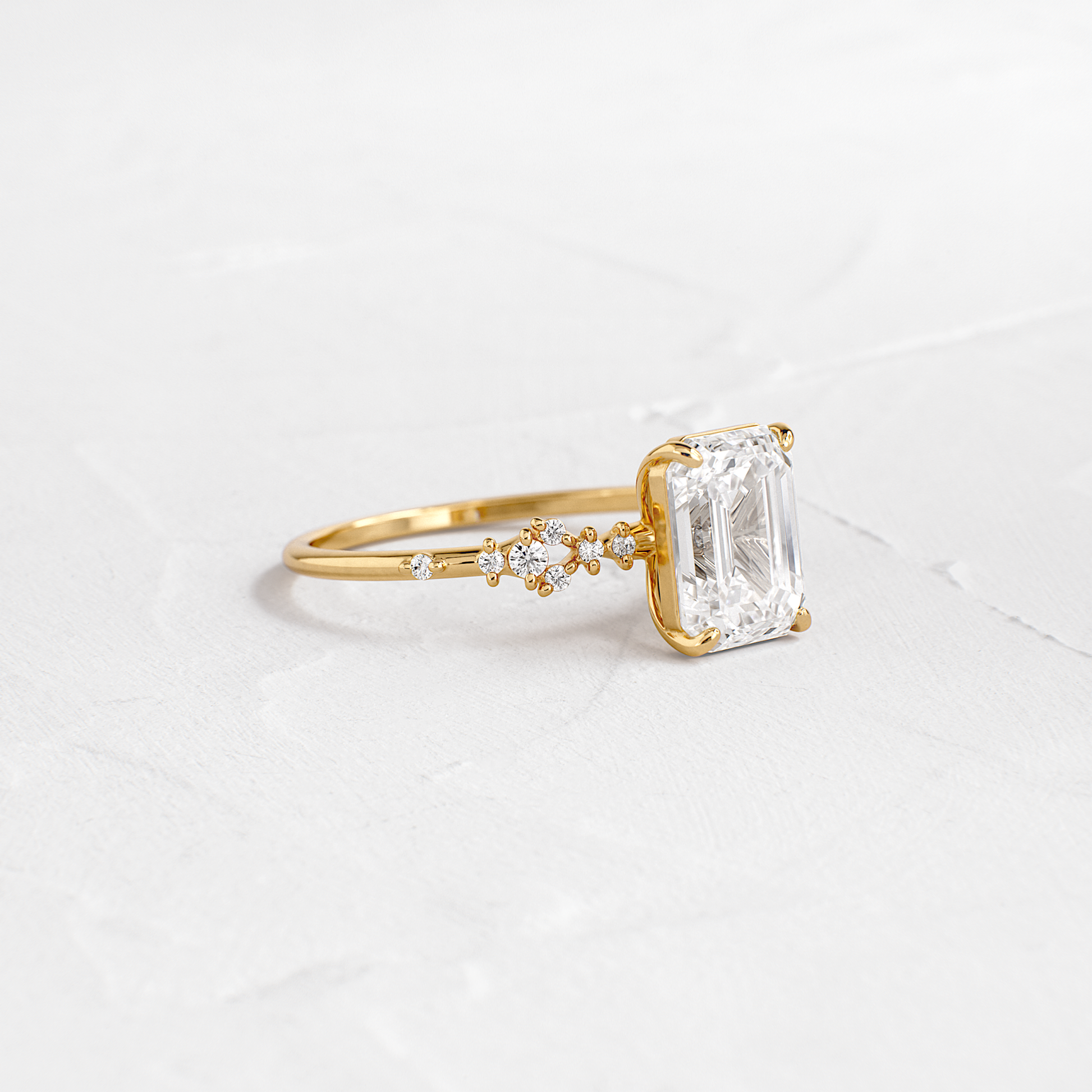 Cluster Style-Emerald Lab Grown Diamond Engagement Ring - Front view