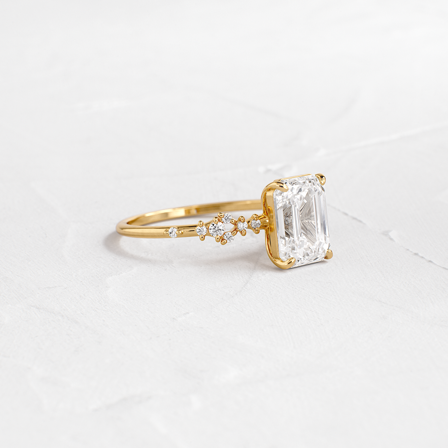 Cluster Style-Emerald Lab Grown Diamond Engagement Ring - Front view