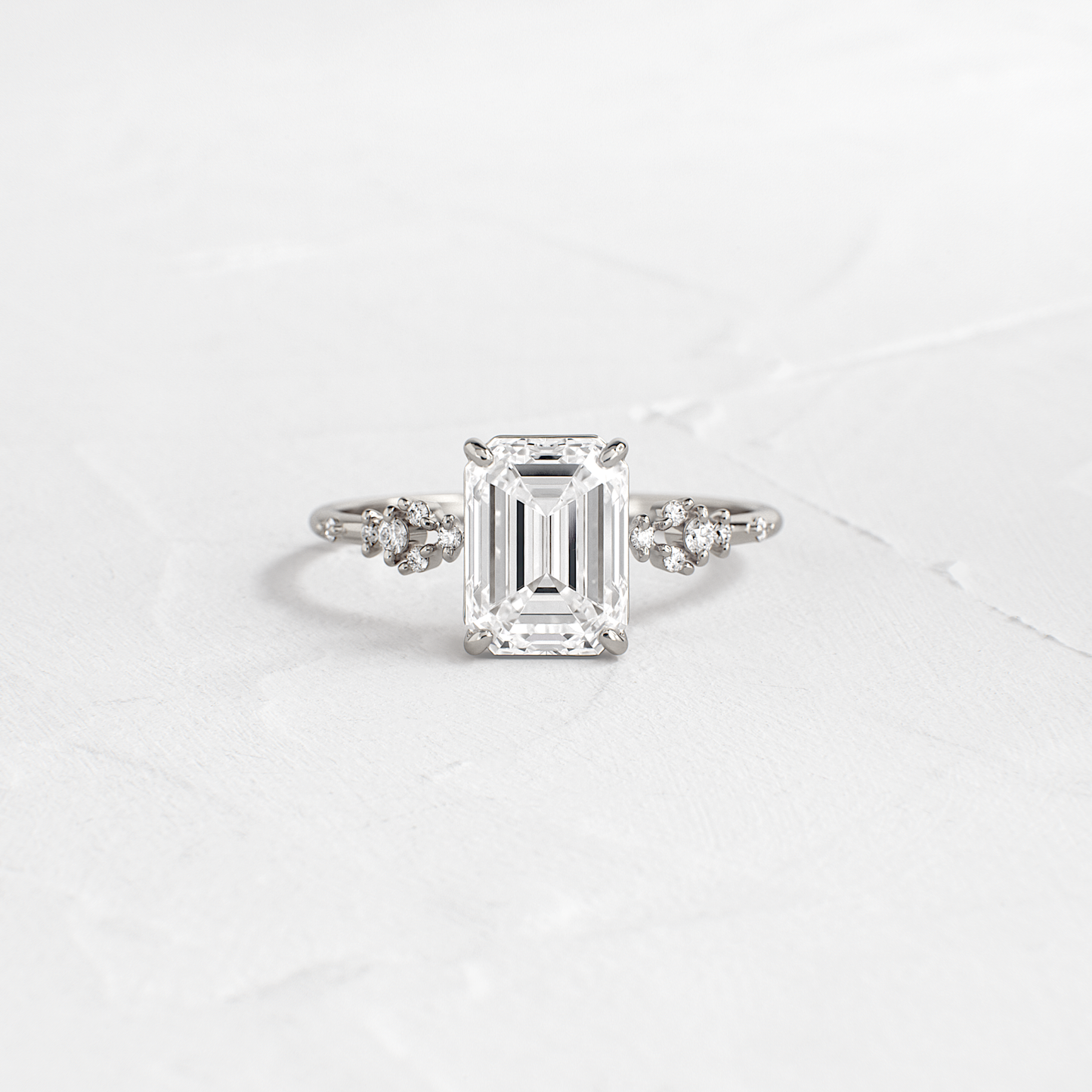 Cluster Style-Emerald Lab Grown Diamond Engagement Ring - Detail view