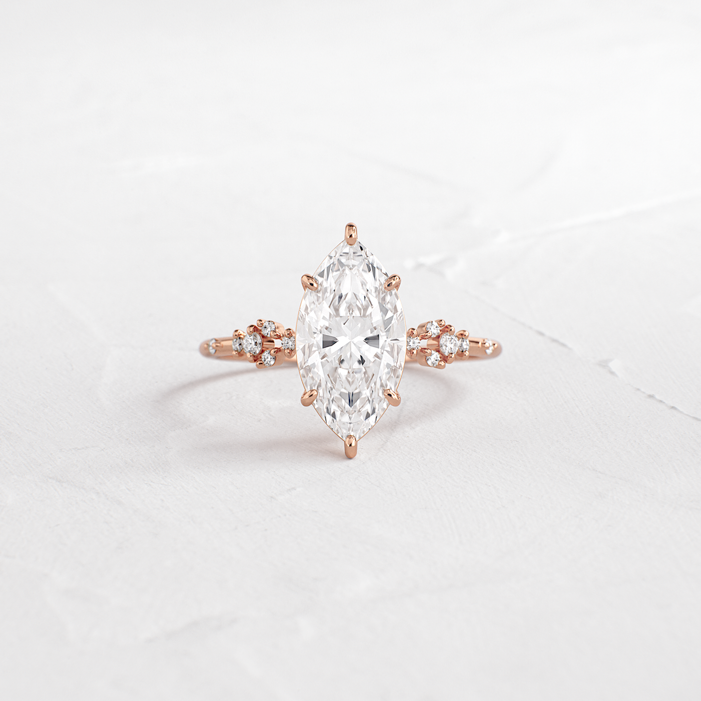 Cluster Style-Marquise Lab Grown Diamond Engagement Ring - Back view