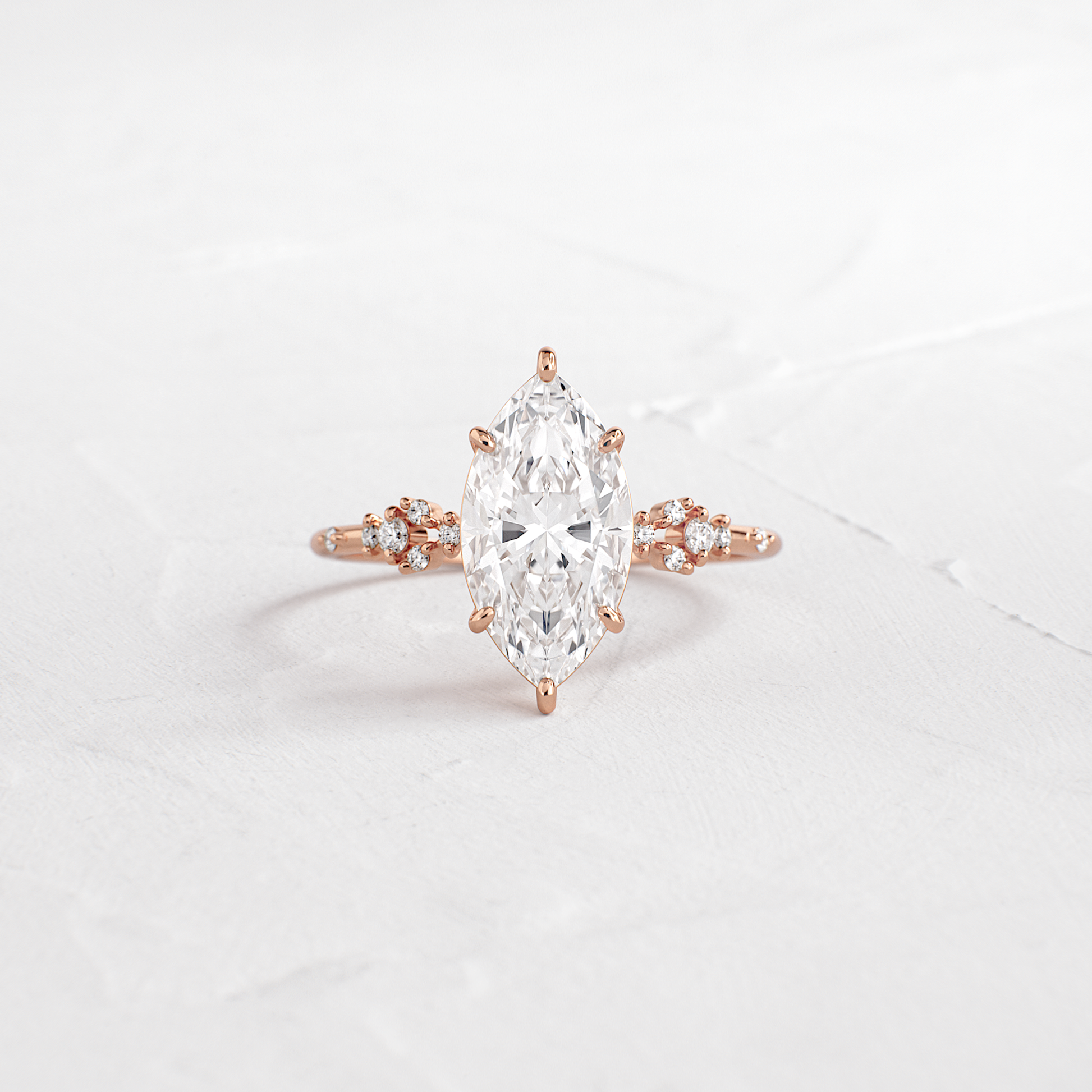 Cluster Style-Marquise Lab Grown Diamond Engagement Ring - Back view