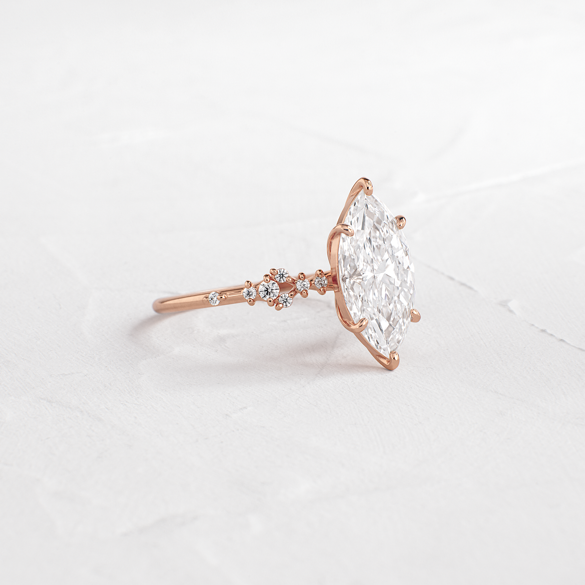 Cluster Style-Marquise Lab Grown Diamond Engagement Ring - Detail view