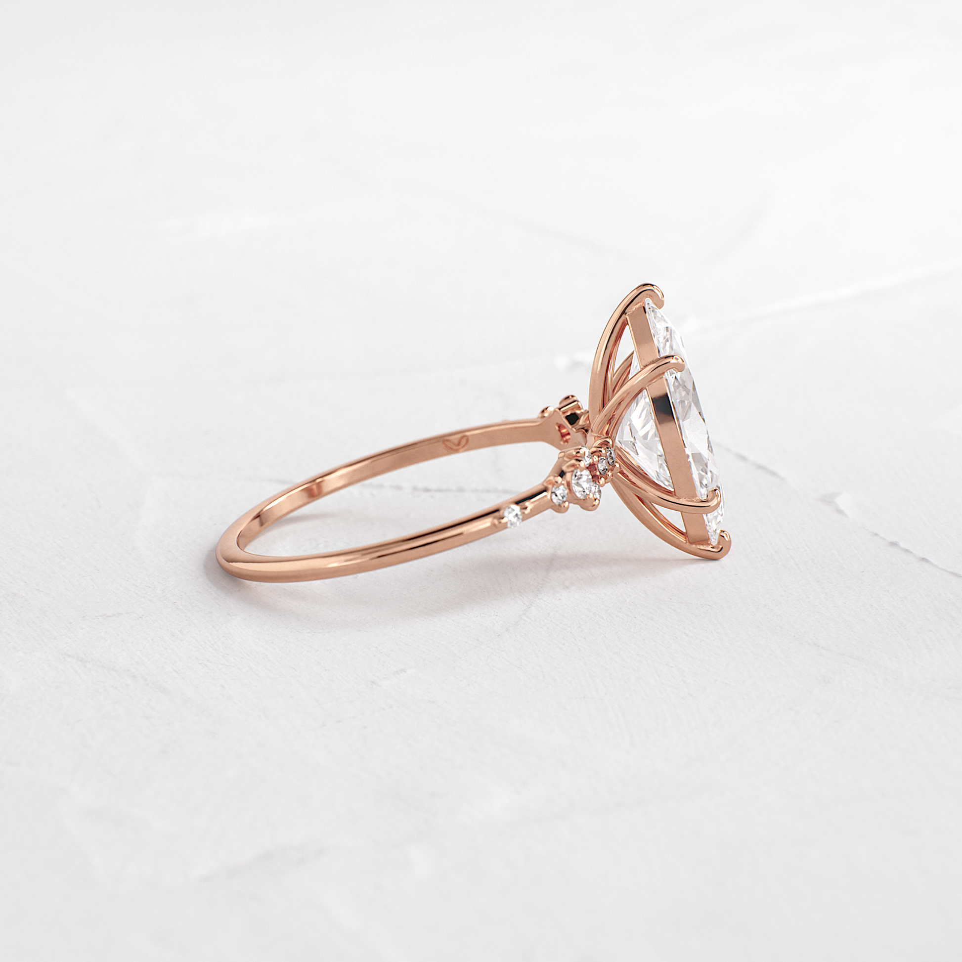 Cluster Style-Marquise Lab Grown Diamond Engagement Ring - On model