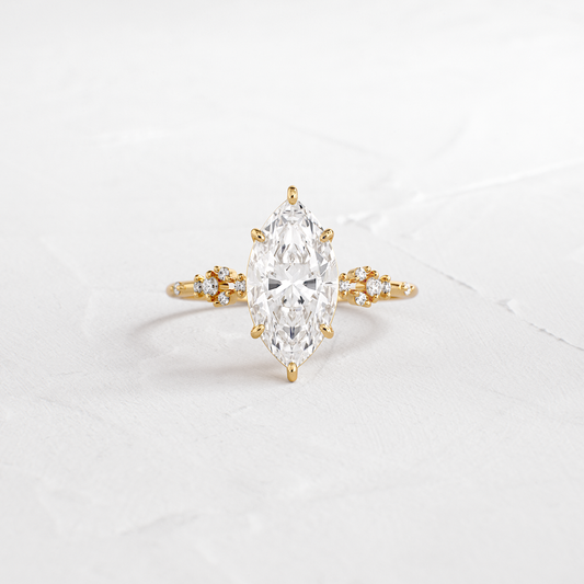 Cluster Style-Marquise Lab Grown Diamond Engagement Ring - Front view