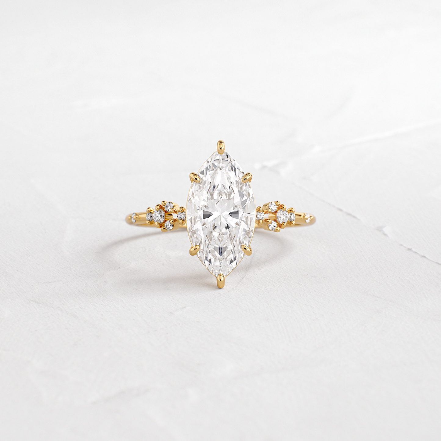 Cluster Style-Marquise Lab Grown Diamond Engagement Ring - Front view