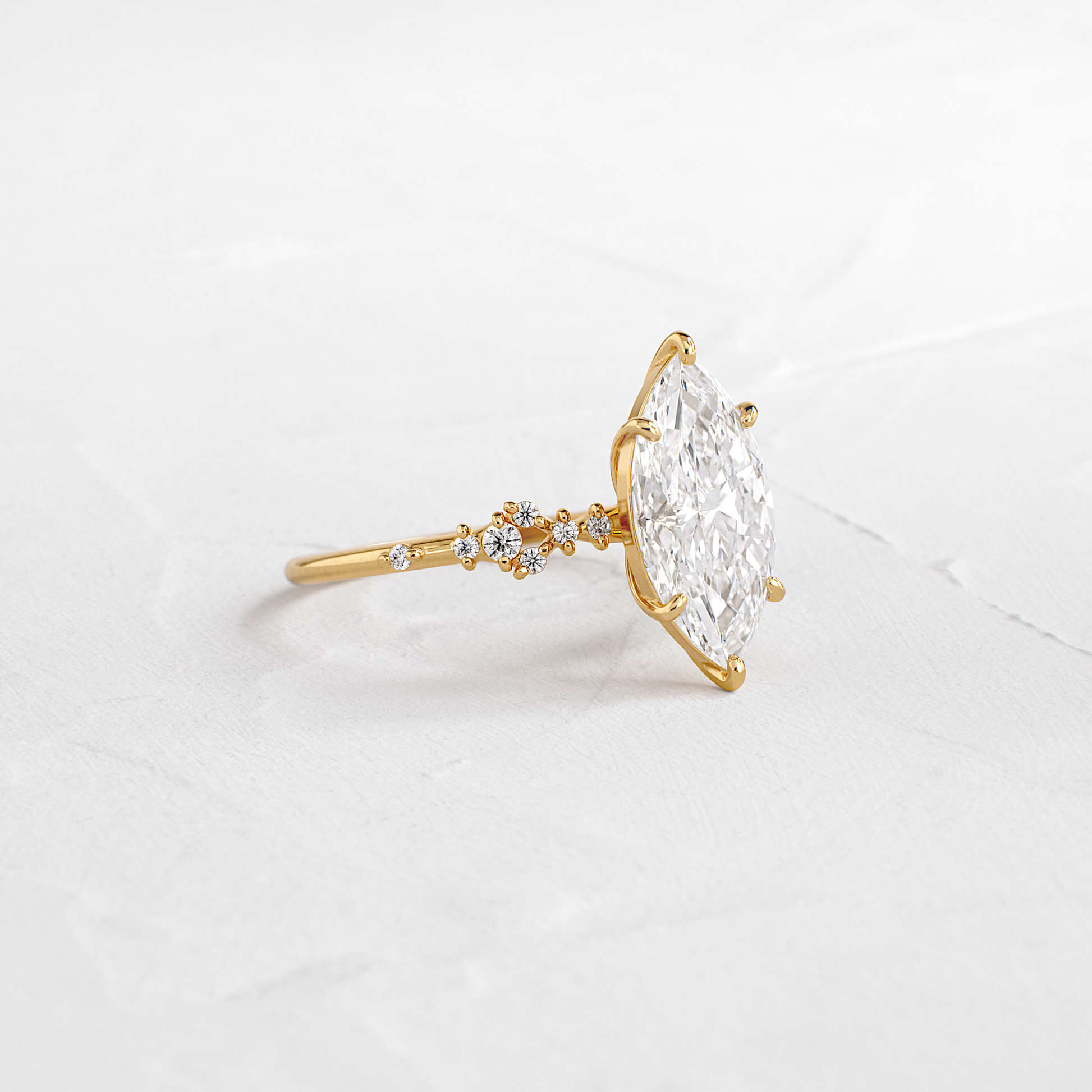 Cluster Style-Marquise Lab Grown Diamond Engagement Ring - Front view