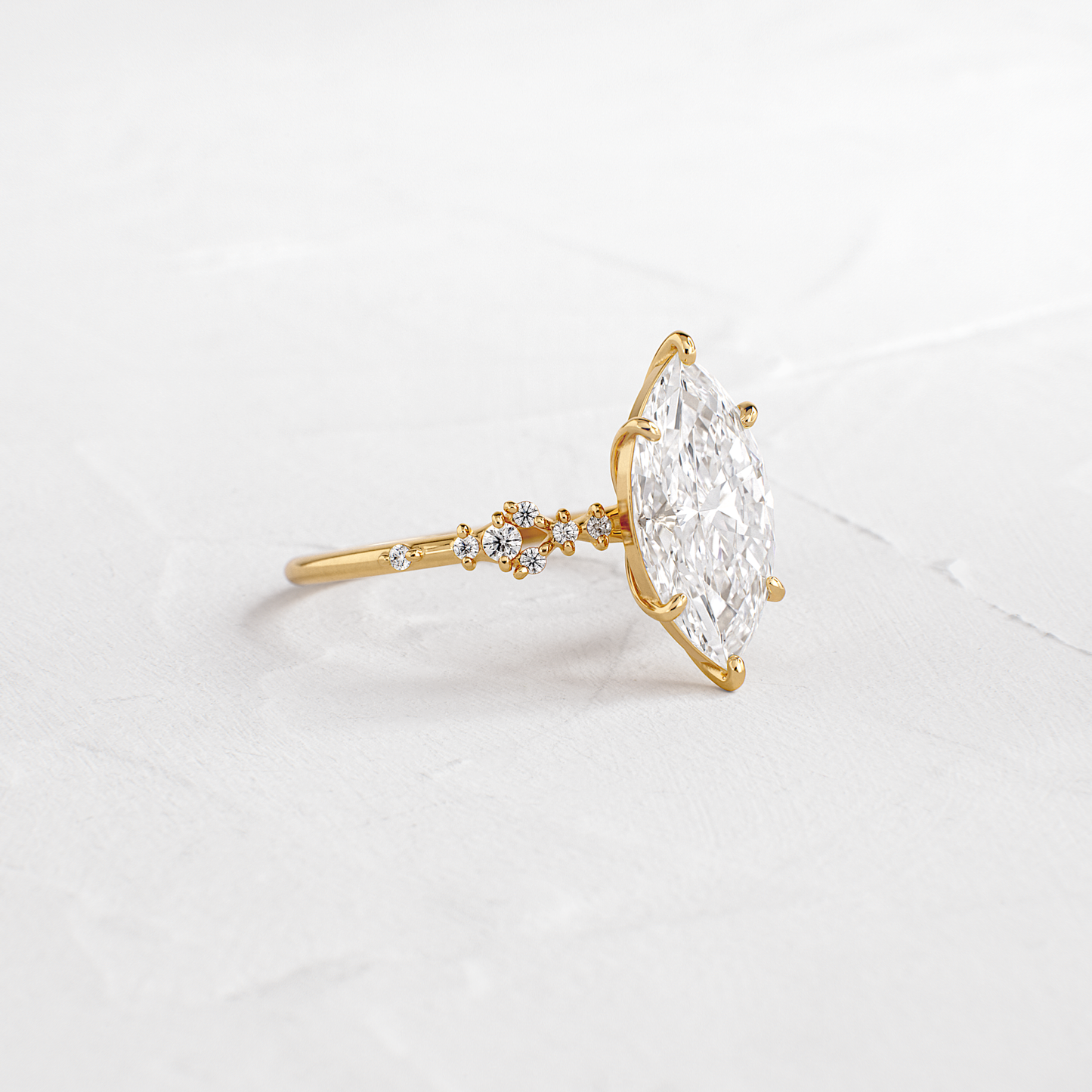 Cluster Style-Marquise Lab Grown Diamond Engagement Ring - Front view