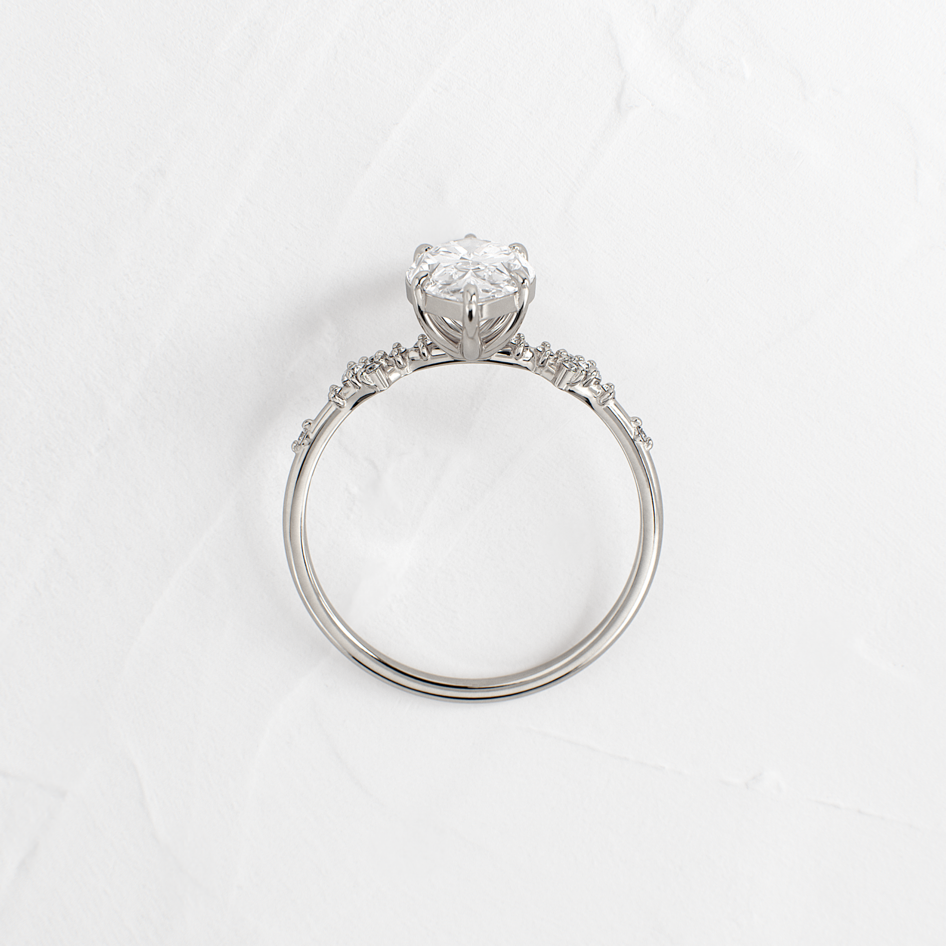 Cluster Style-Marquise Lab Grown Diamond Engagement Ring - Side view