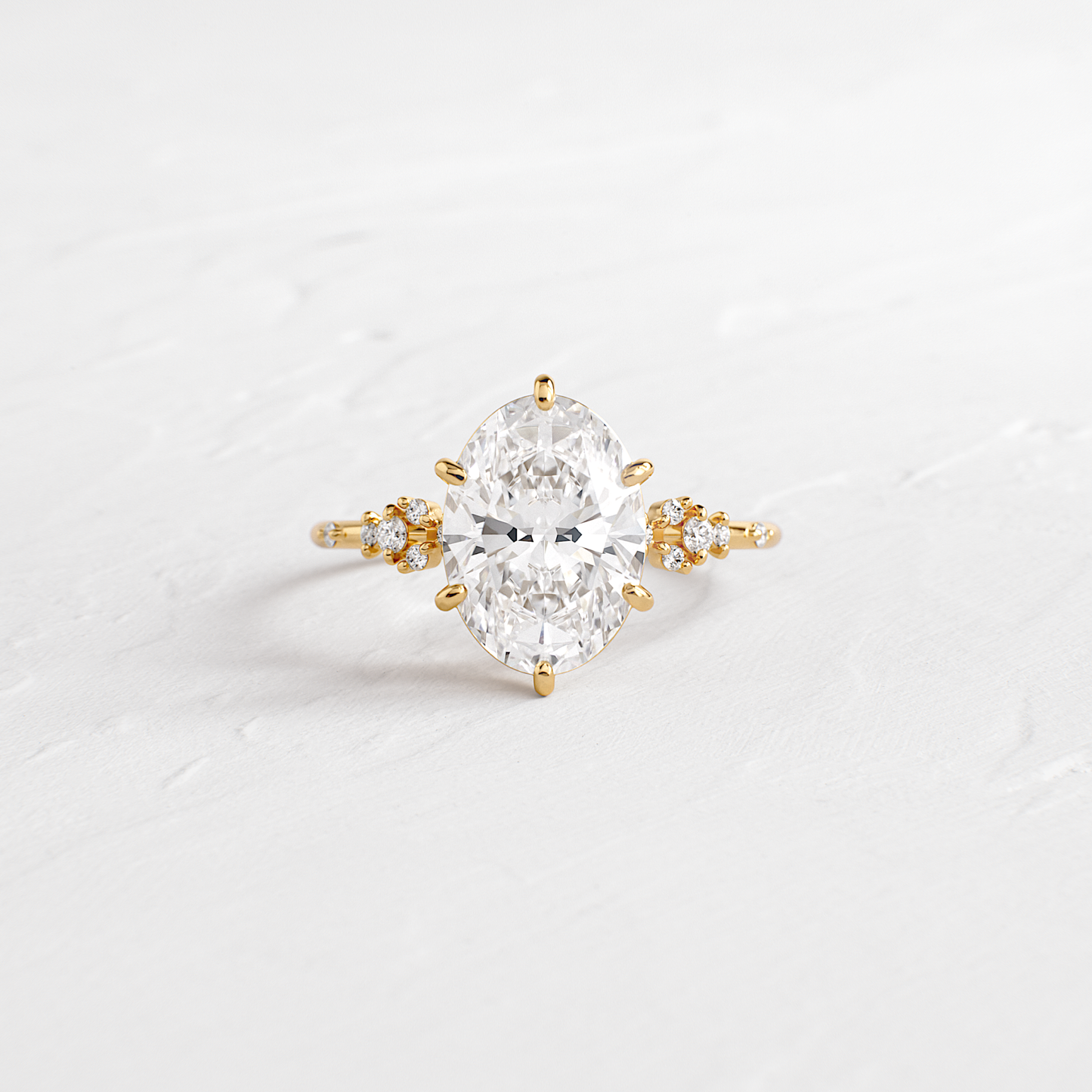 Cluster Style-Oval Lab Grown Diamond Engagement Ring - Front view