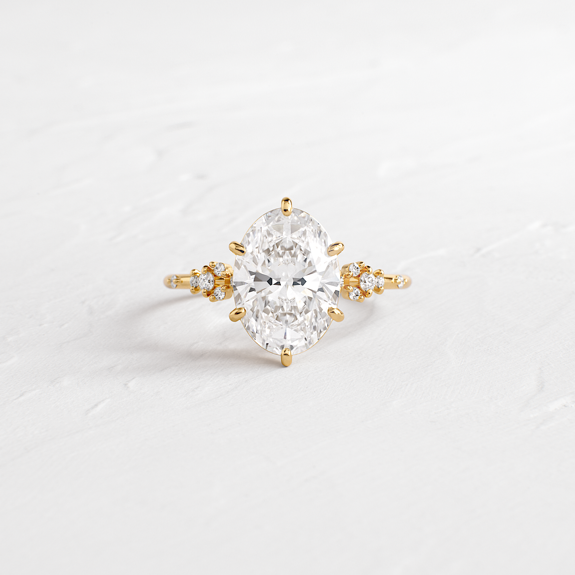 Cluster Style-Oval Lab Grown Diamond Engagement Ring - Front view