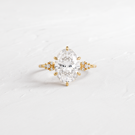 Cluster Style-Oval Lab Grown Diamond Engagement Ring - Front view