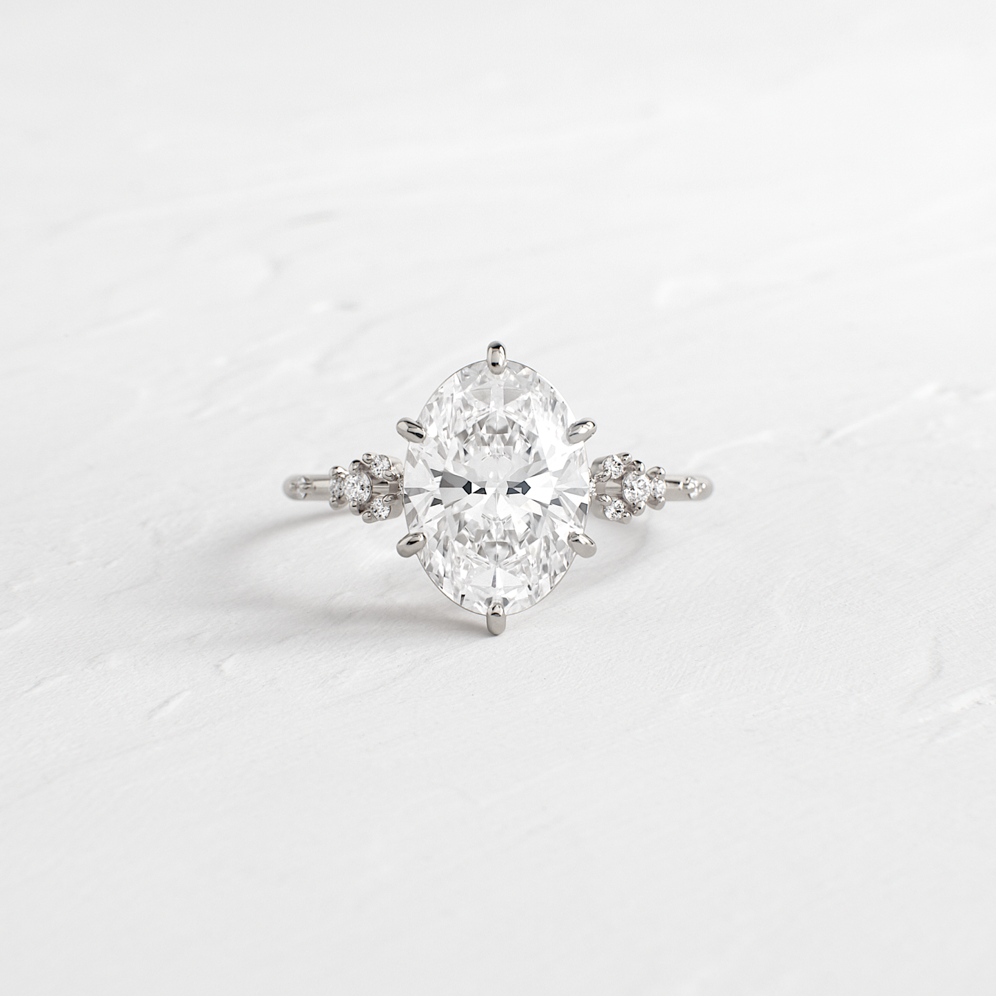 Cluster Style-Oval Lab Grown Diamond Engagement Ring - Detail view