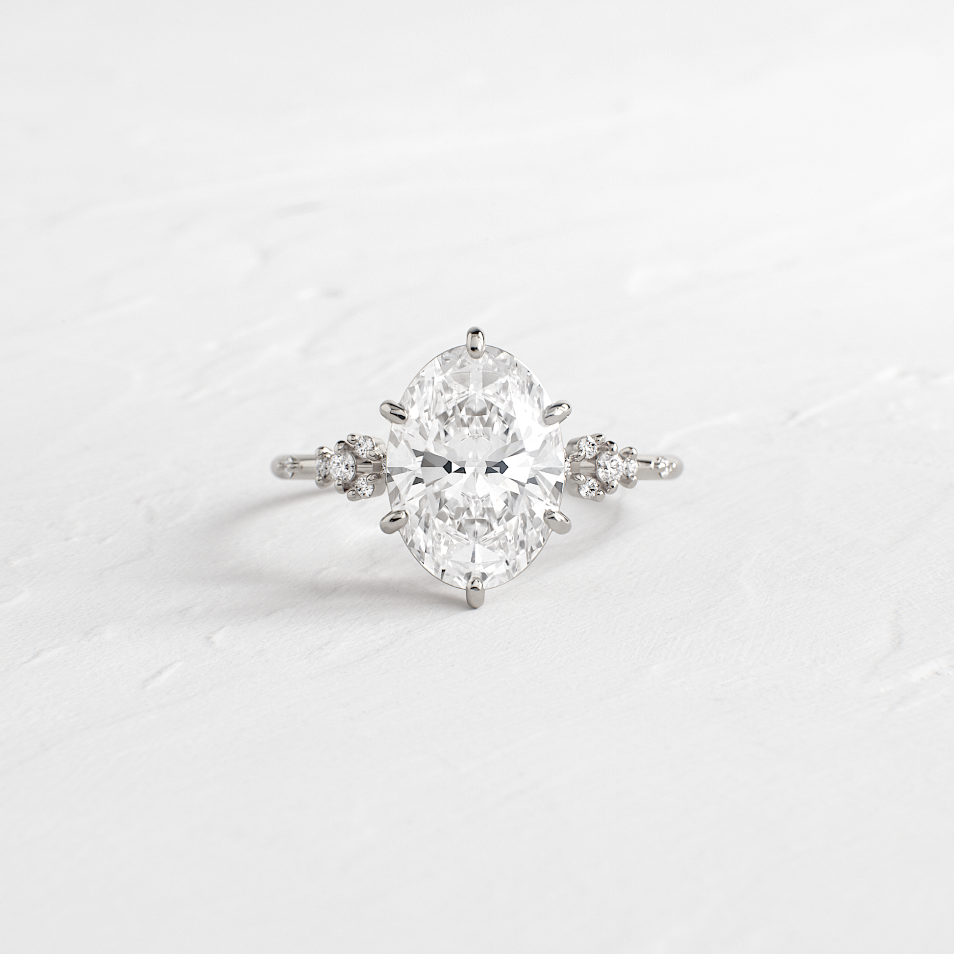 Cluster Style-Oval Lab Grown Diamond Engagement Ring - Detail view