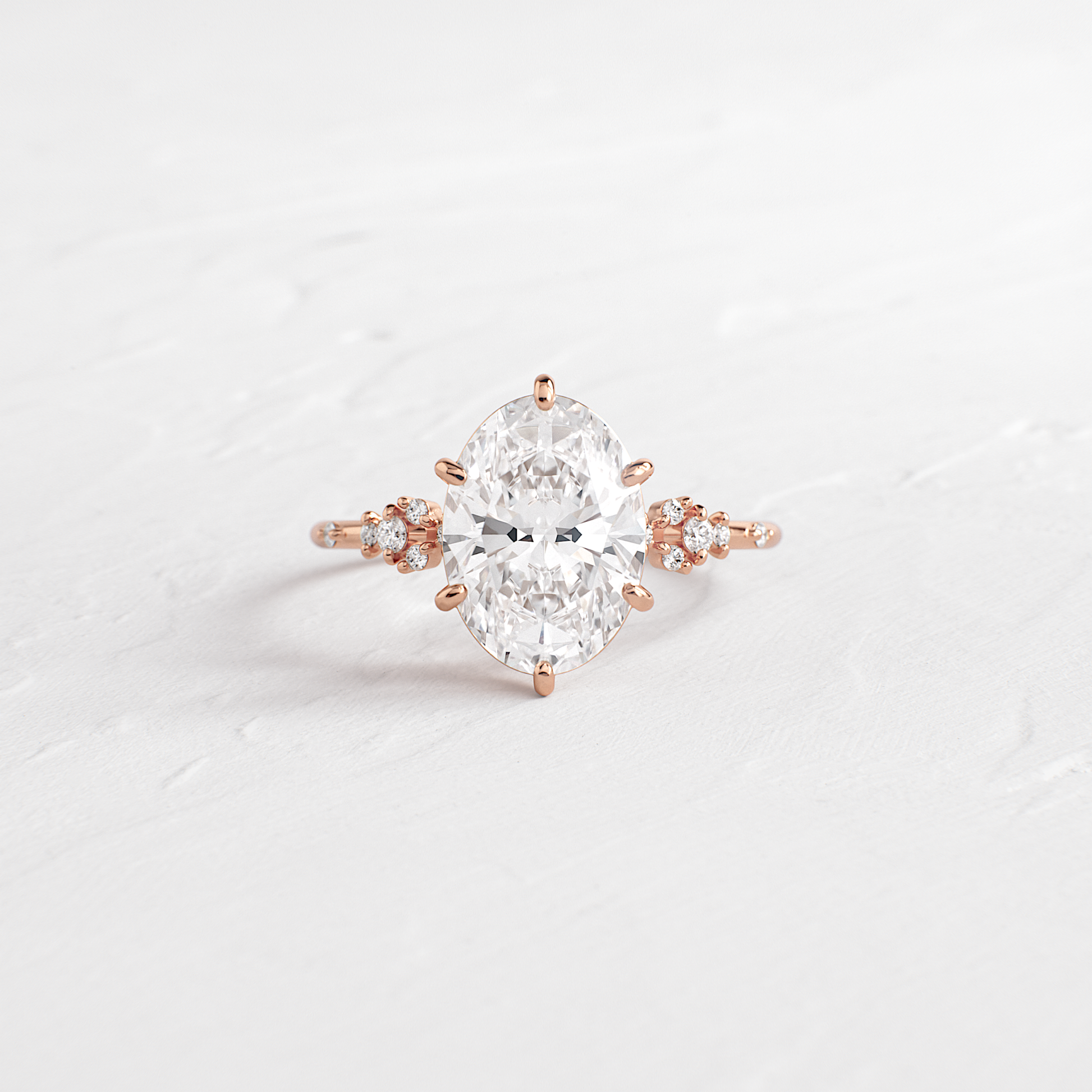 Cluster Style-Oval Lab Grown Diamond Engagement Ring - Side view