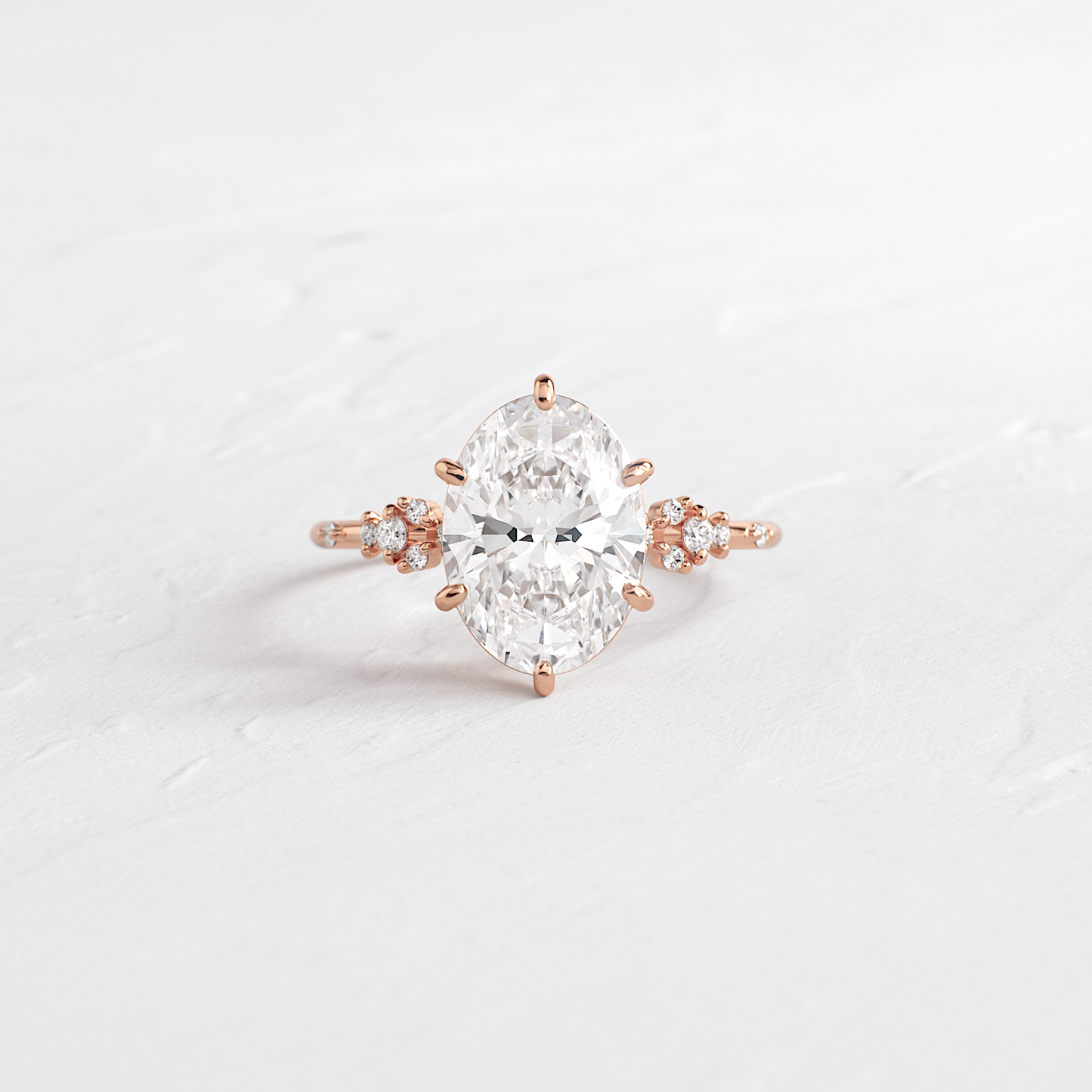 Cluster Style-Oval Lab Grown Diamond Engagement Ring - Side view