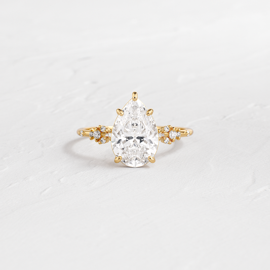 Cluster Style-Pear Lab Grown Diamond Engagement Ring - Front view