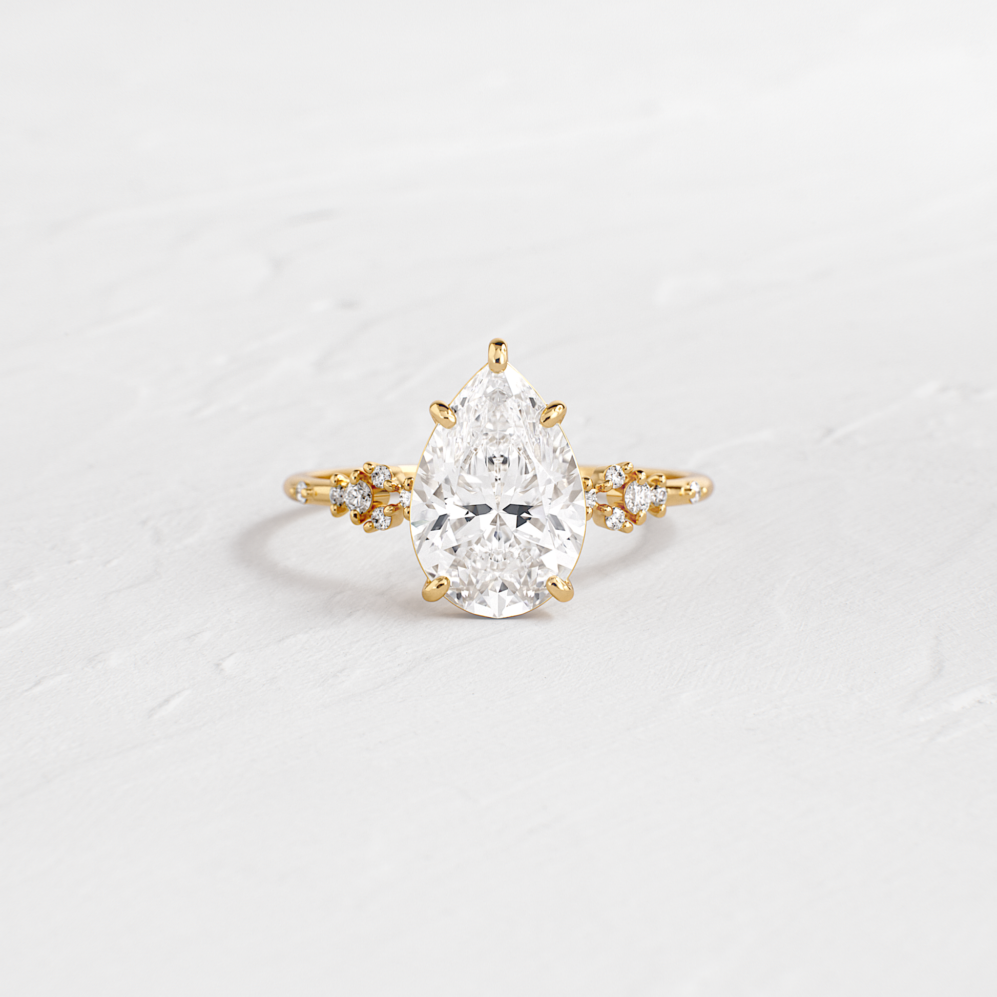 Cluster Style-Pear Lab Grown Diamond Engagement Ring - Front view