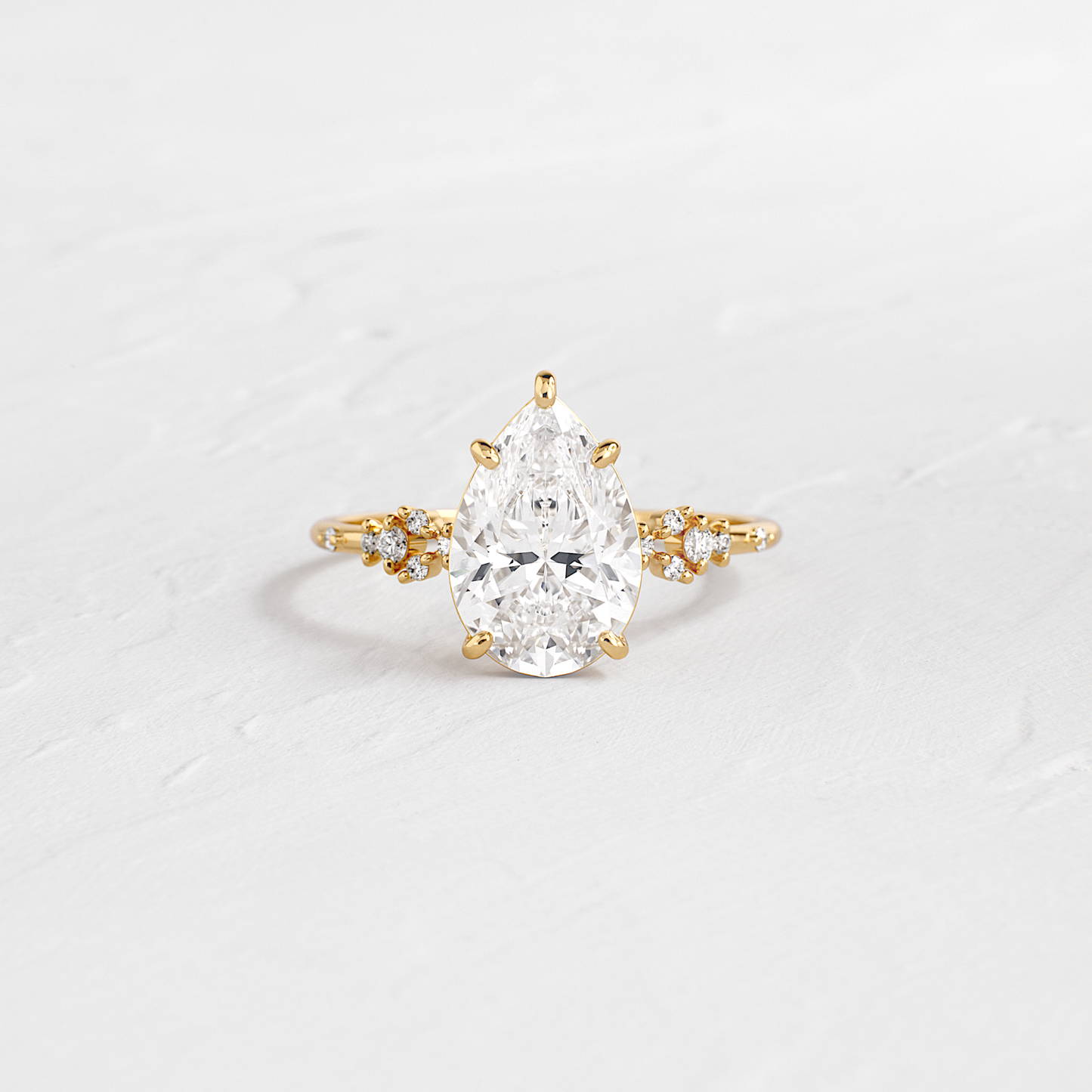 Cluster Style-Pear Lab Grown Diamond Engagement Ring - Front view