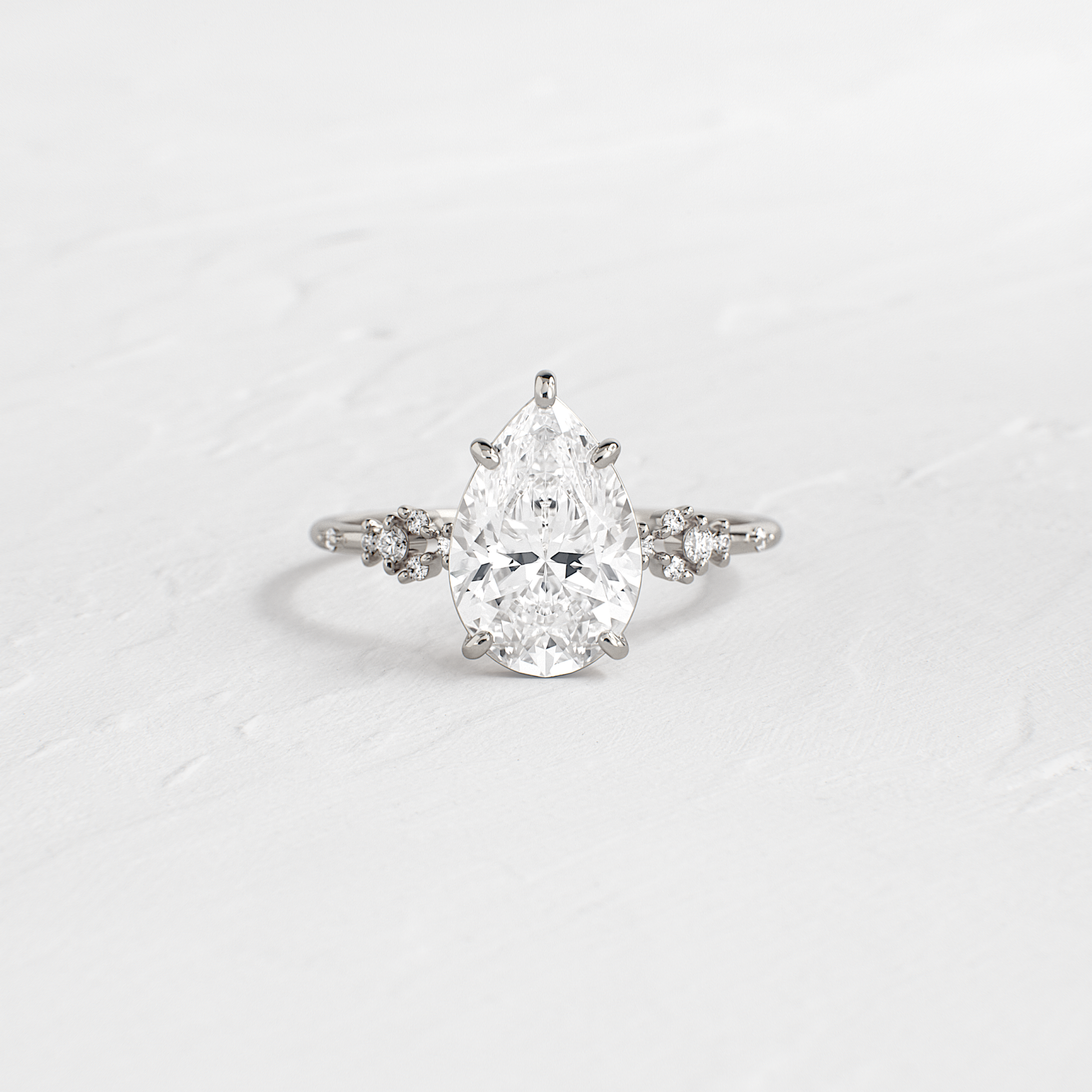 Cluster Style-Pear Lab Grown Diamond Engagement Ring - Detail view