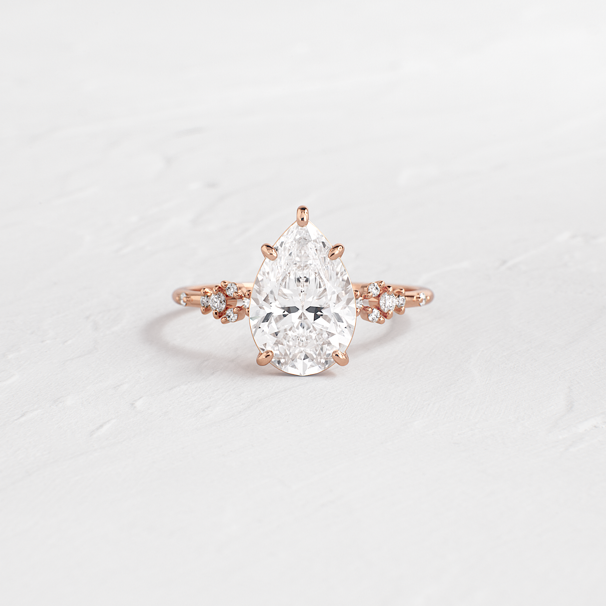Cluster Style-Pear Lab Grown Diamond Engagement Ring - Side view