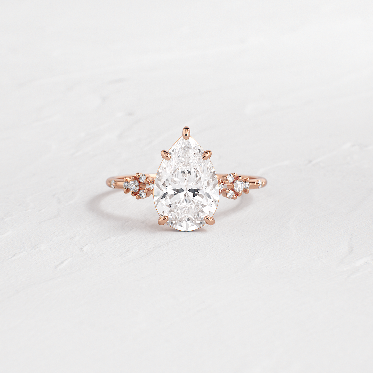 Cluster Style-Pear Lab Grown Diamond Engagement Ring - Side view