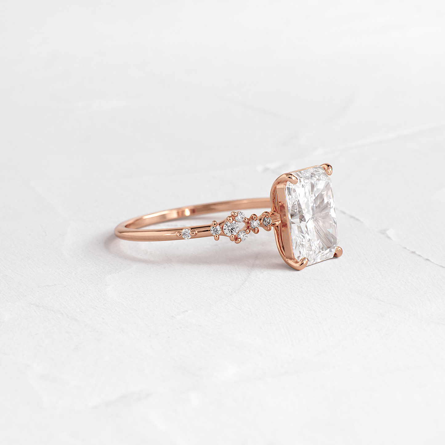 Cluster Style-Radiant Lab Grown Diamond Engagement Ring - Back view