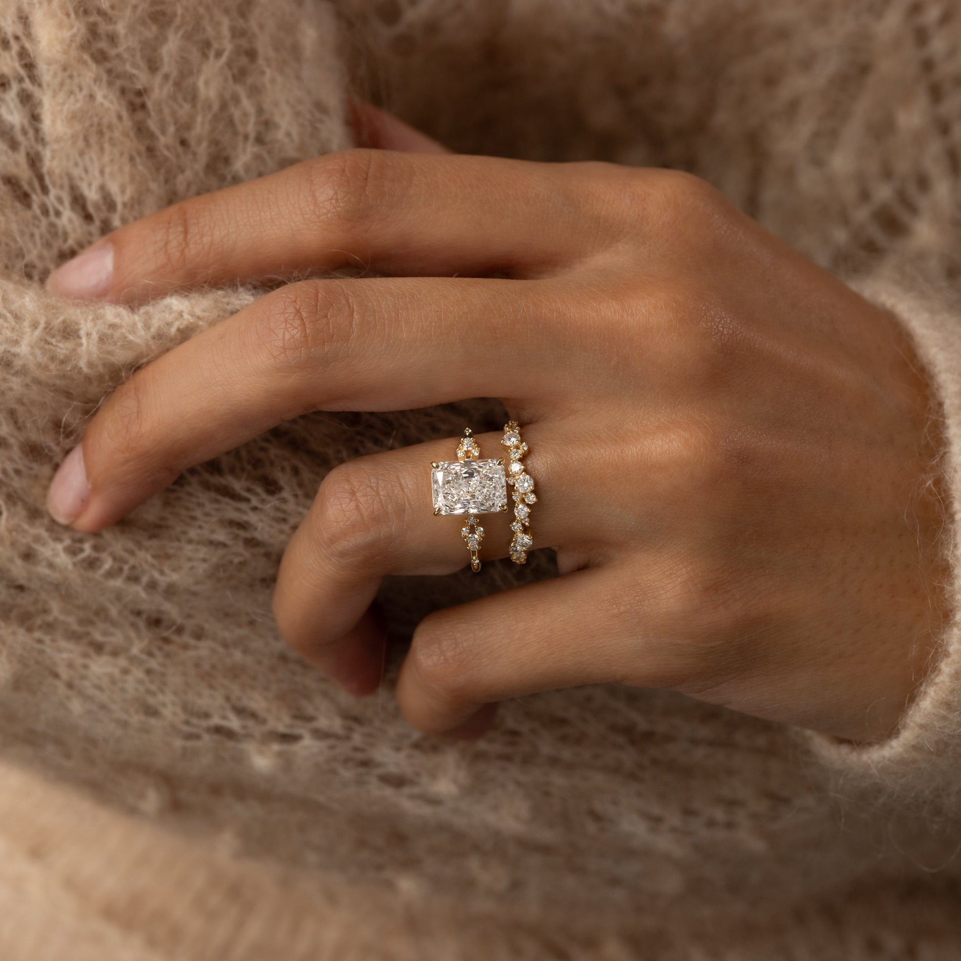 Cluster Style-Radiant Lab Grown Diamond Engagement Ring - Lifestyle