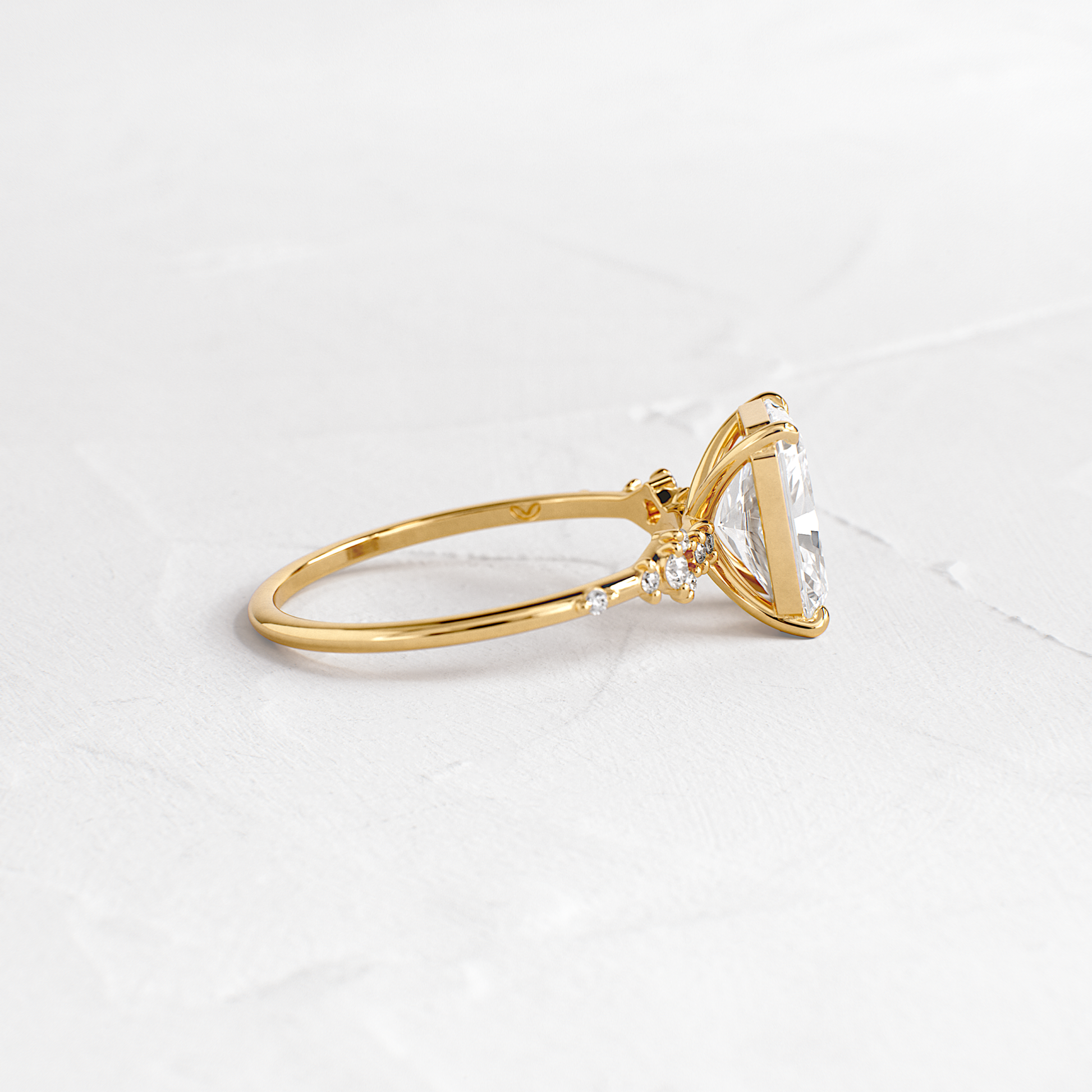 Cluster Style-Radiant Lab Grown Diamond Engagement Ring - Side view