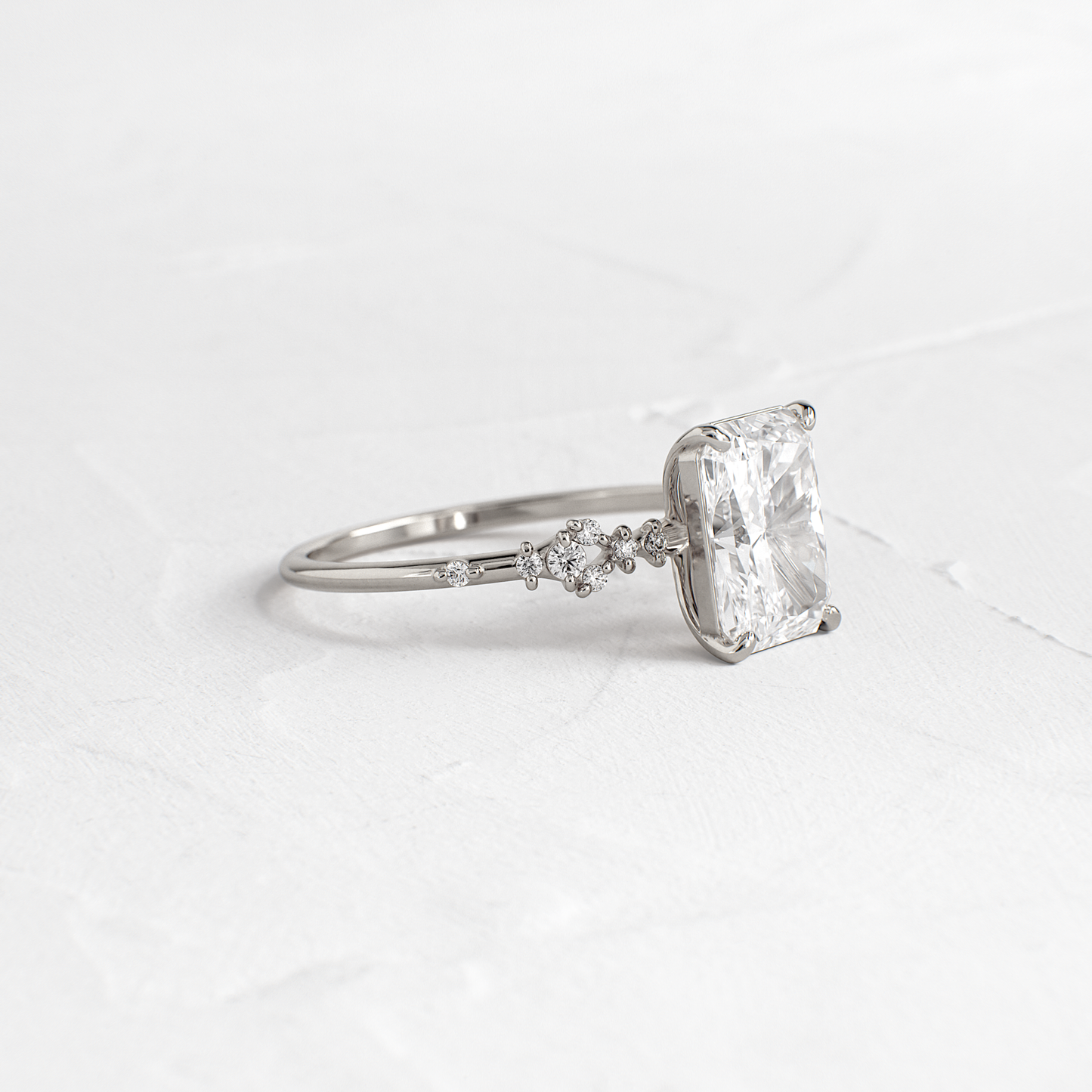 Cluster Style-Radiant Lab Grown Diamond Engagement Ring - On model
