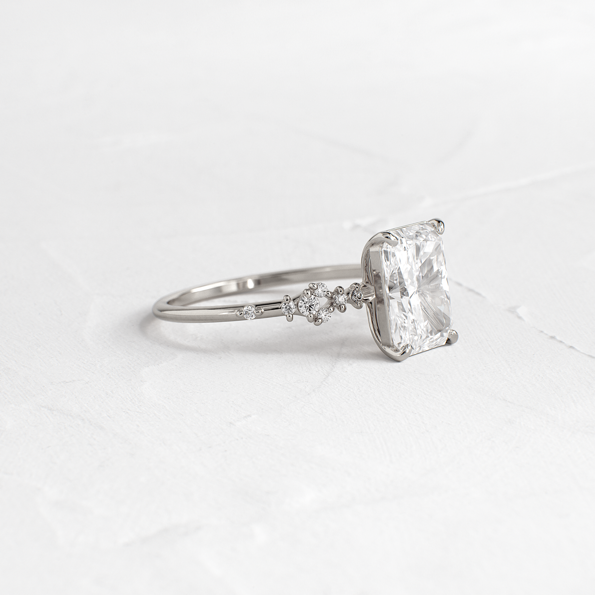 Cluster Style-Radiant Lab Grown Diamond Engagement Ring - On model
