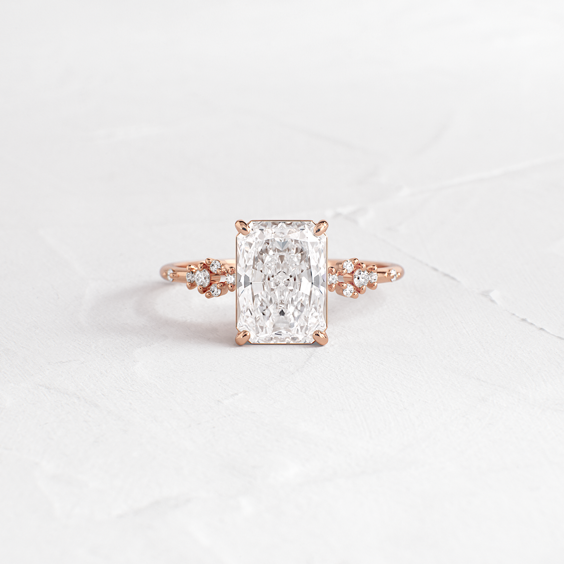 Cluster Style-Radiant Lab Grown Diamond Engagement Ring - Side view