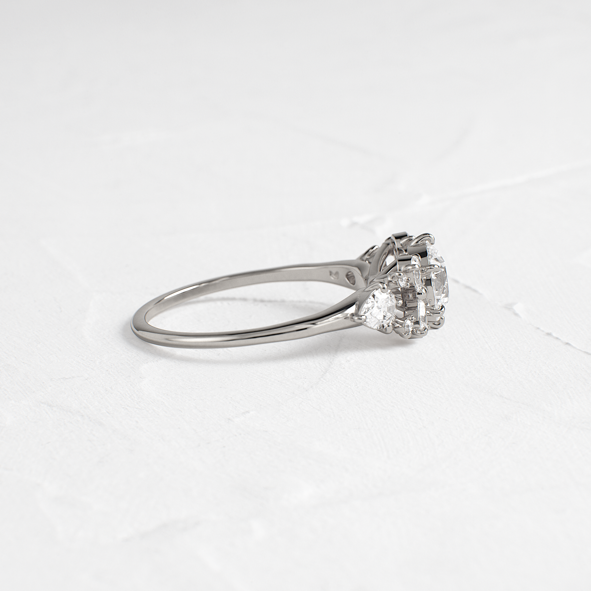 Cluster Style with Six Prong-Round Lab Grown Diamond Engagement Ring - Lifestyle