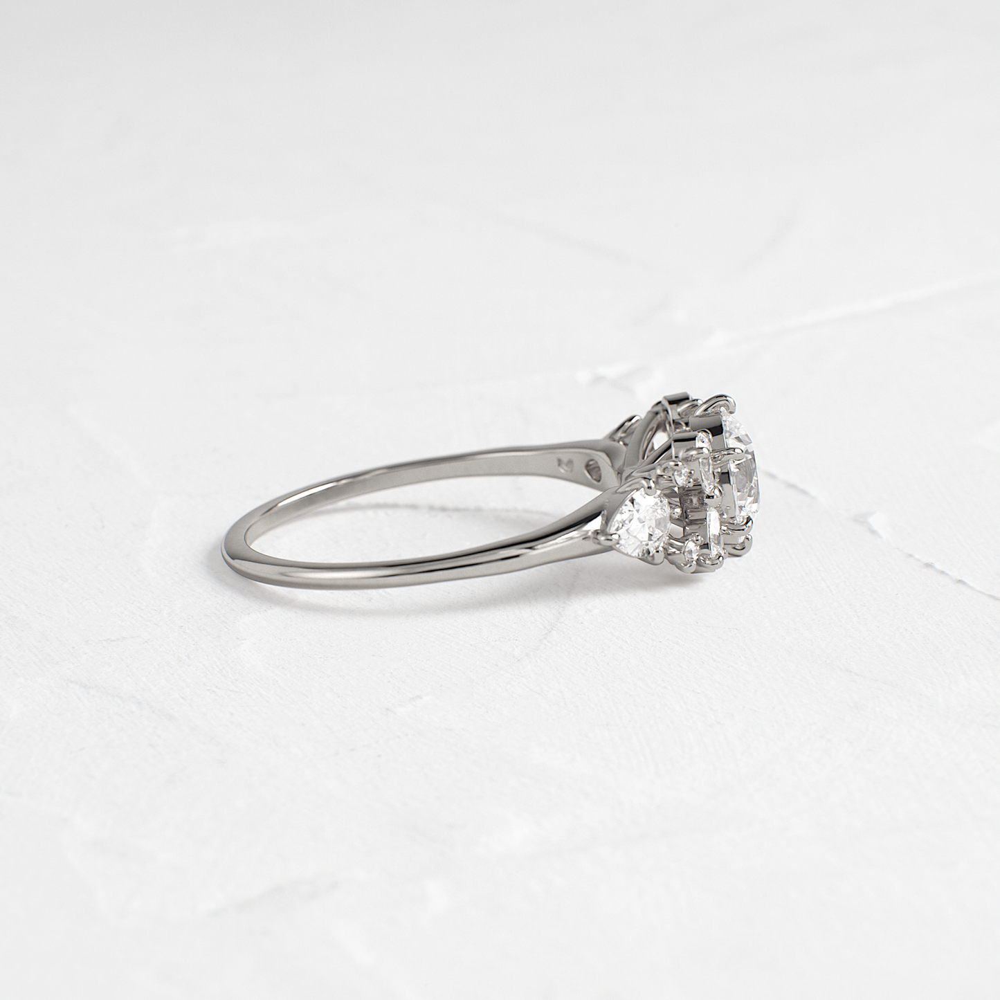 Cluster Style with Six Prong-Round Lab Grown Diamond Engagement Ring - Lifestyle