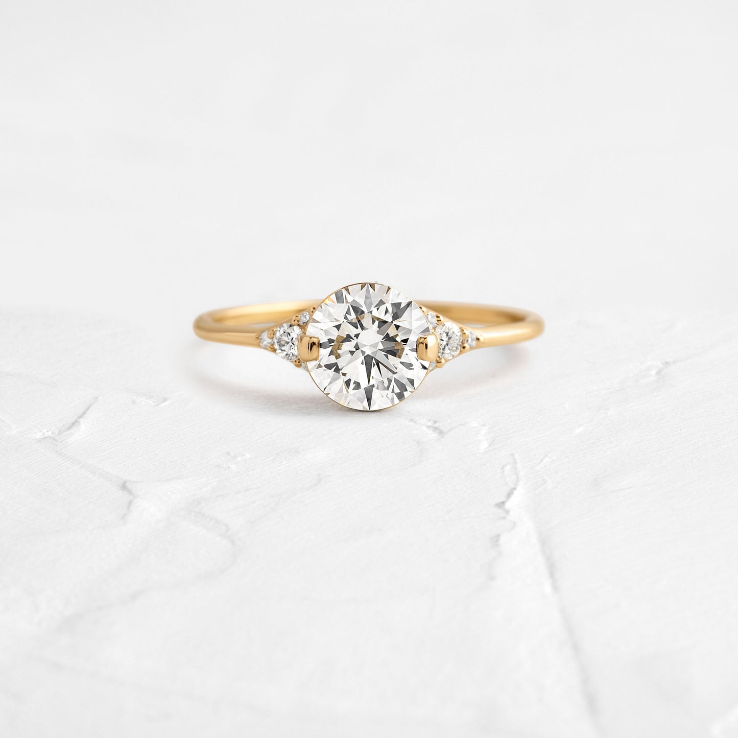 Cluster & Two Prong-Round Lab Grown Diamond Engagement Ring - Front view