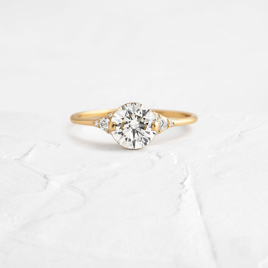 Cluster & Two Prong-Round Lab Grown Diamond Engagement Ring - Front view