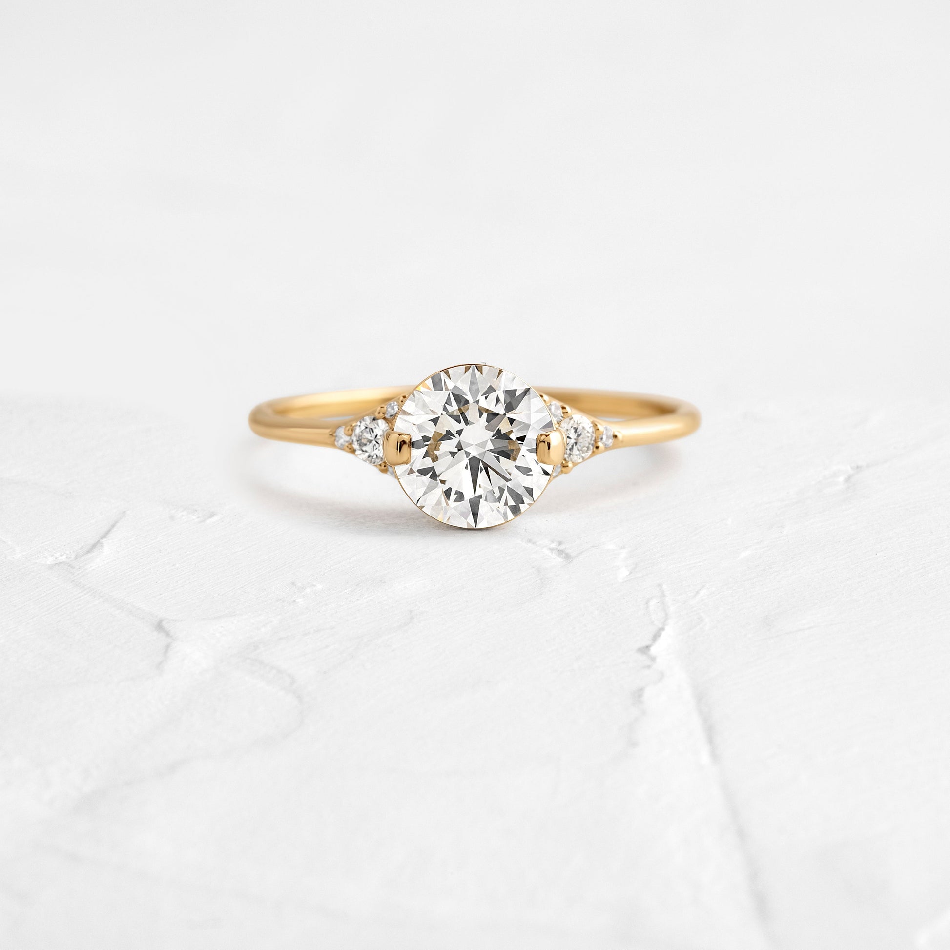 Cluster & Two Prong-Round Lab Grown Diamond Engagement Ring - Front view