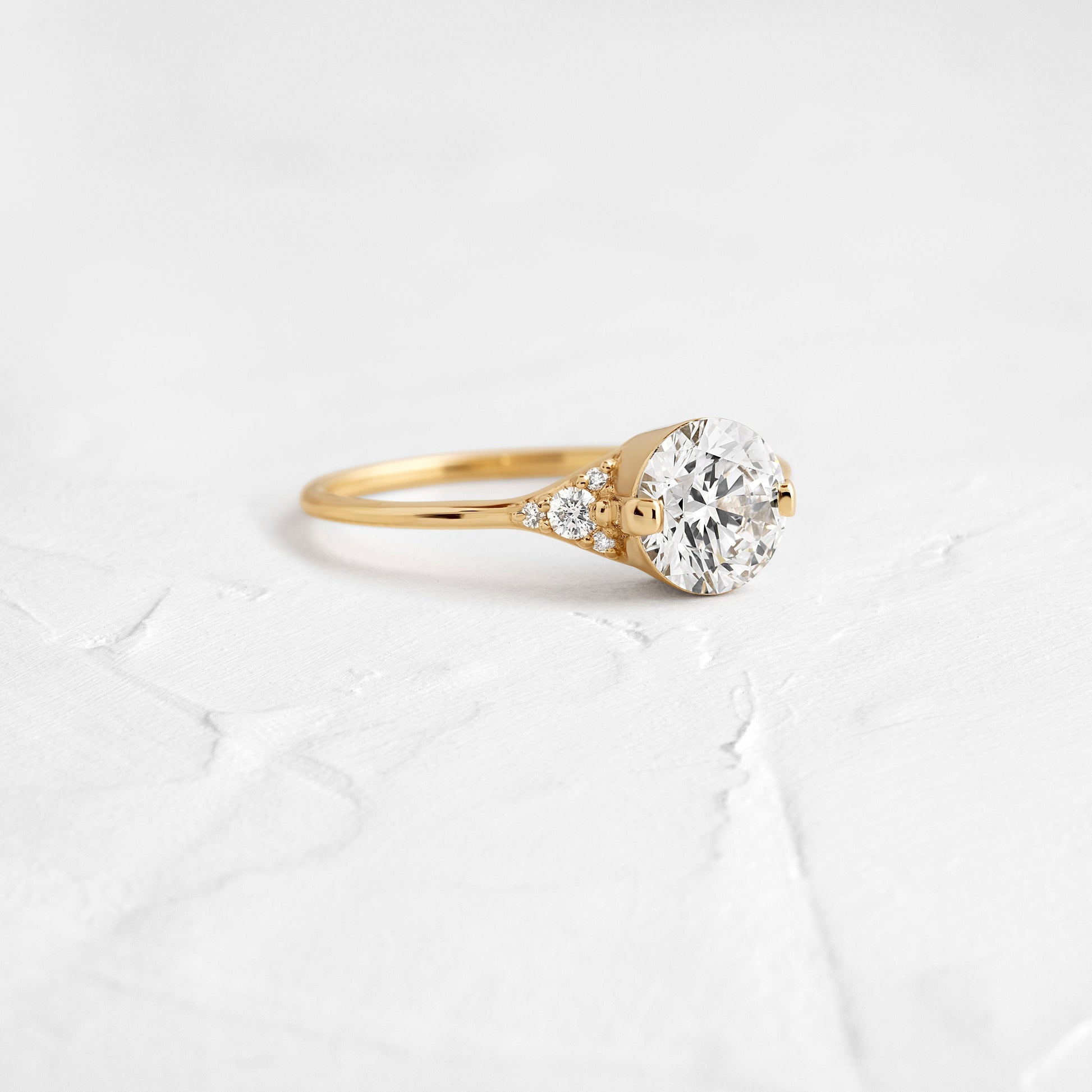 Cluster & Two Prong-Round Lab Grown Diamond Engagement Ring - Front view