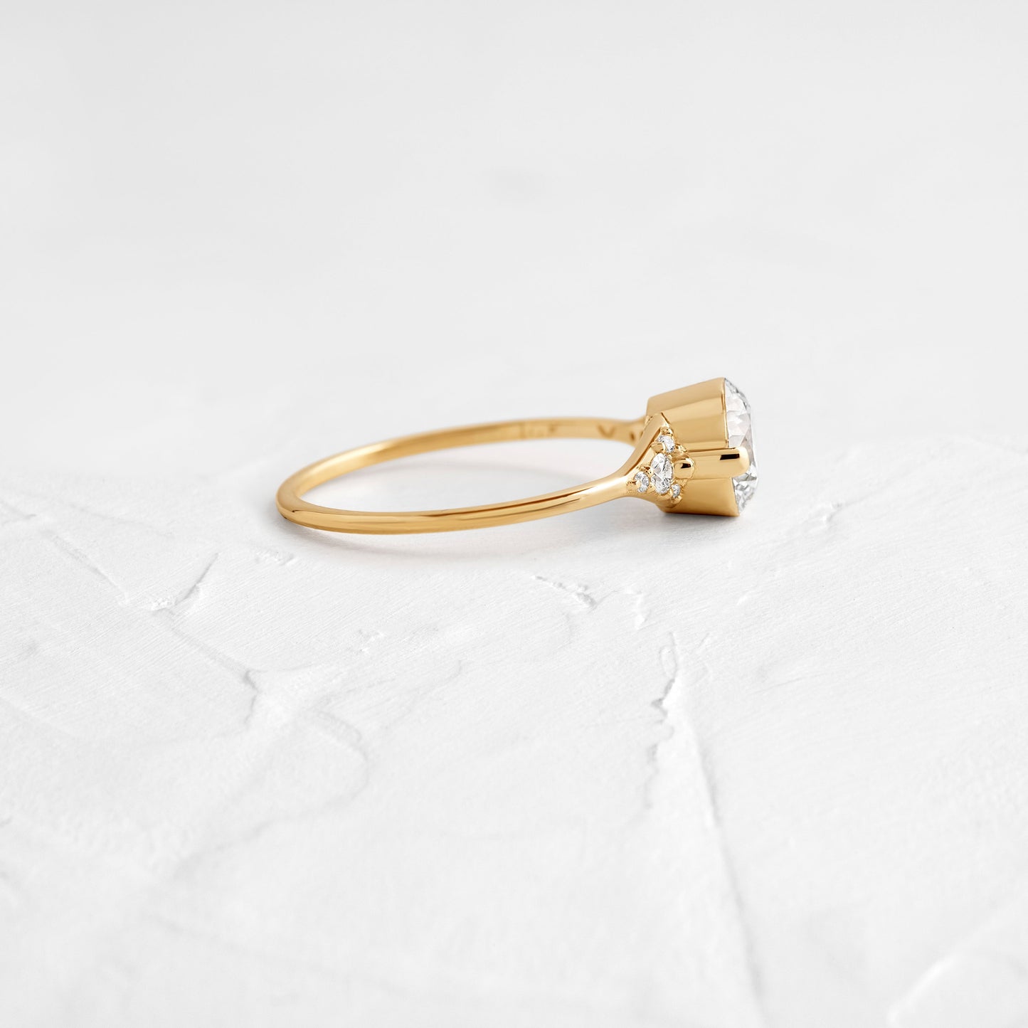 Cluster & Two Prong-Round Lab Grown Diamond Engagement Ring - Side view