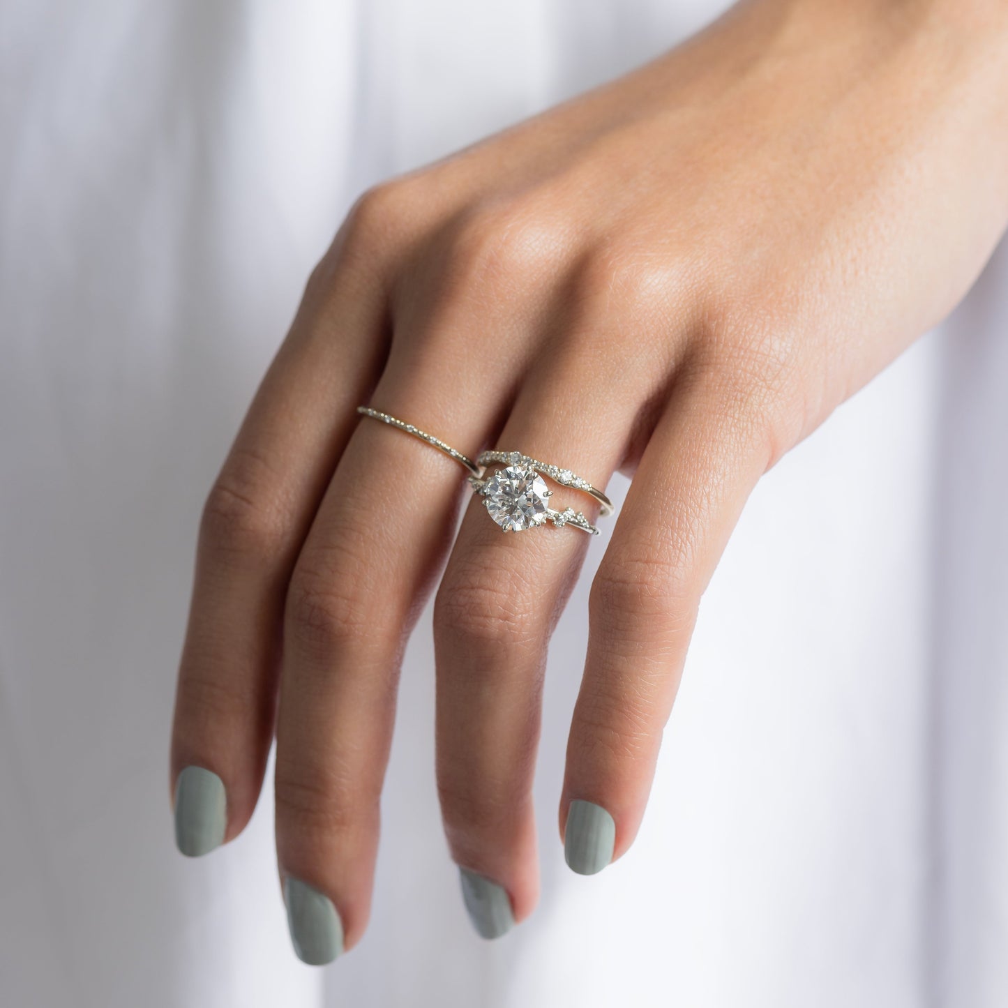 Cluster with Hidden Stone-Round Lab Grown Diamond Engagement Ring - Back view