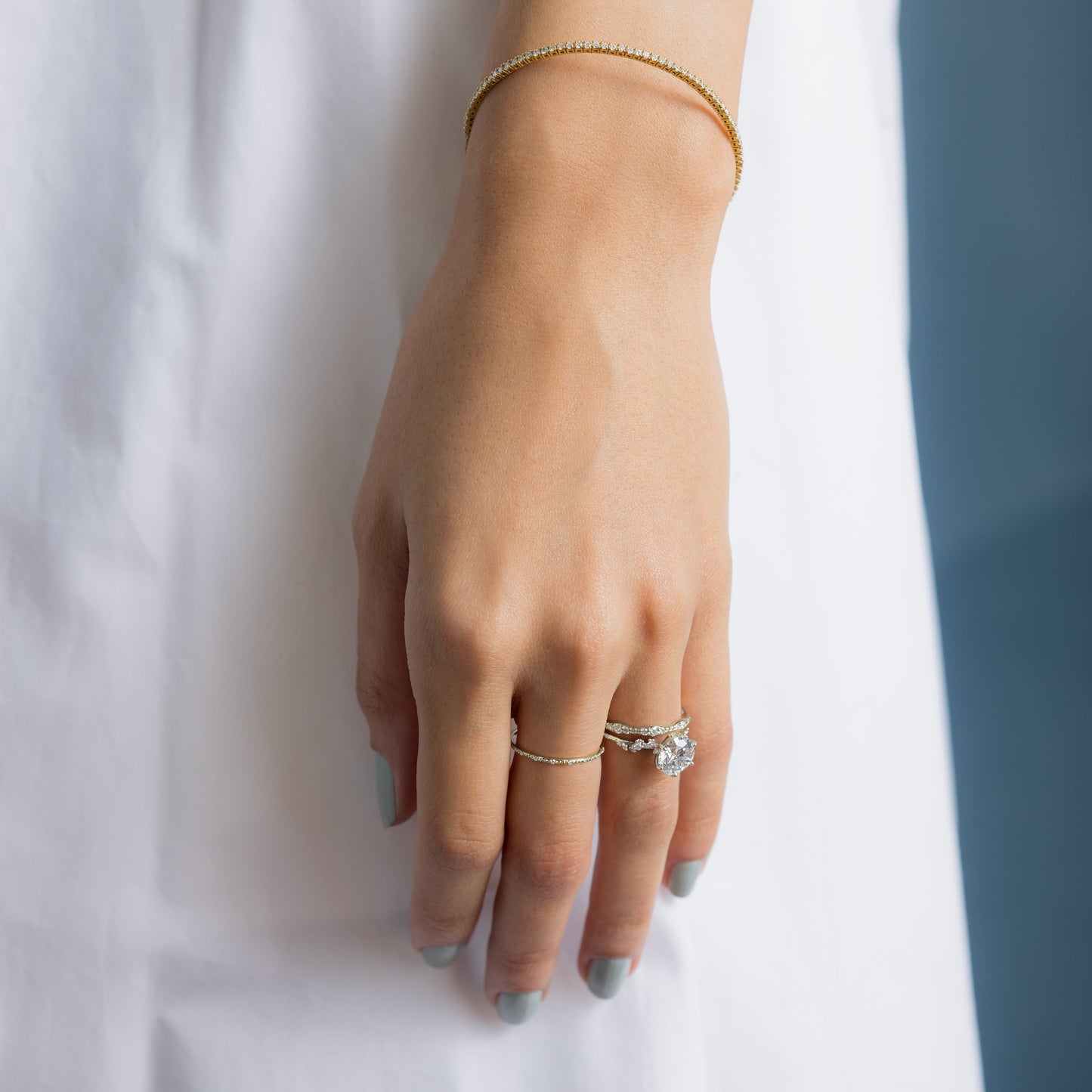 Cluster with Hidden Stone-Round Lab Grown Diamond Engagement Ring - Lifestyle