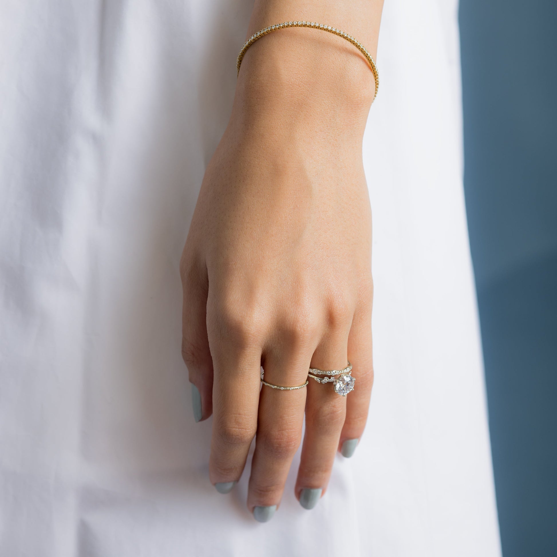 Cluster with Hidden Stone-Round Lab Grown Diamond Engagement Ring - Lifestyle