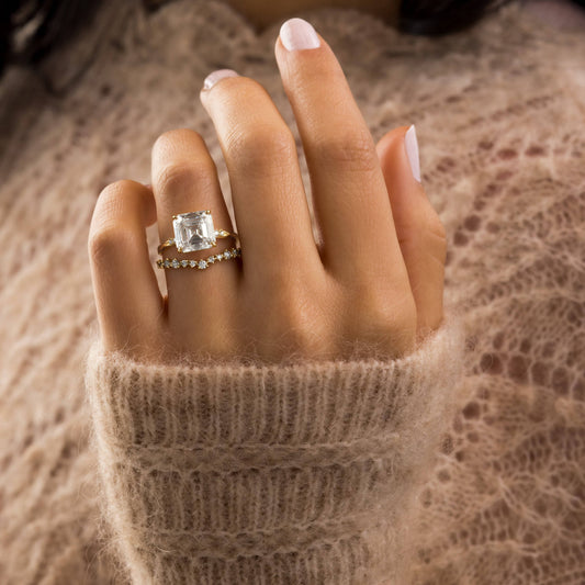 Criss Cross-Asscher Lab Grown Diamond Engagement Ring - Detail view